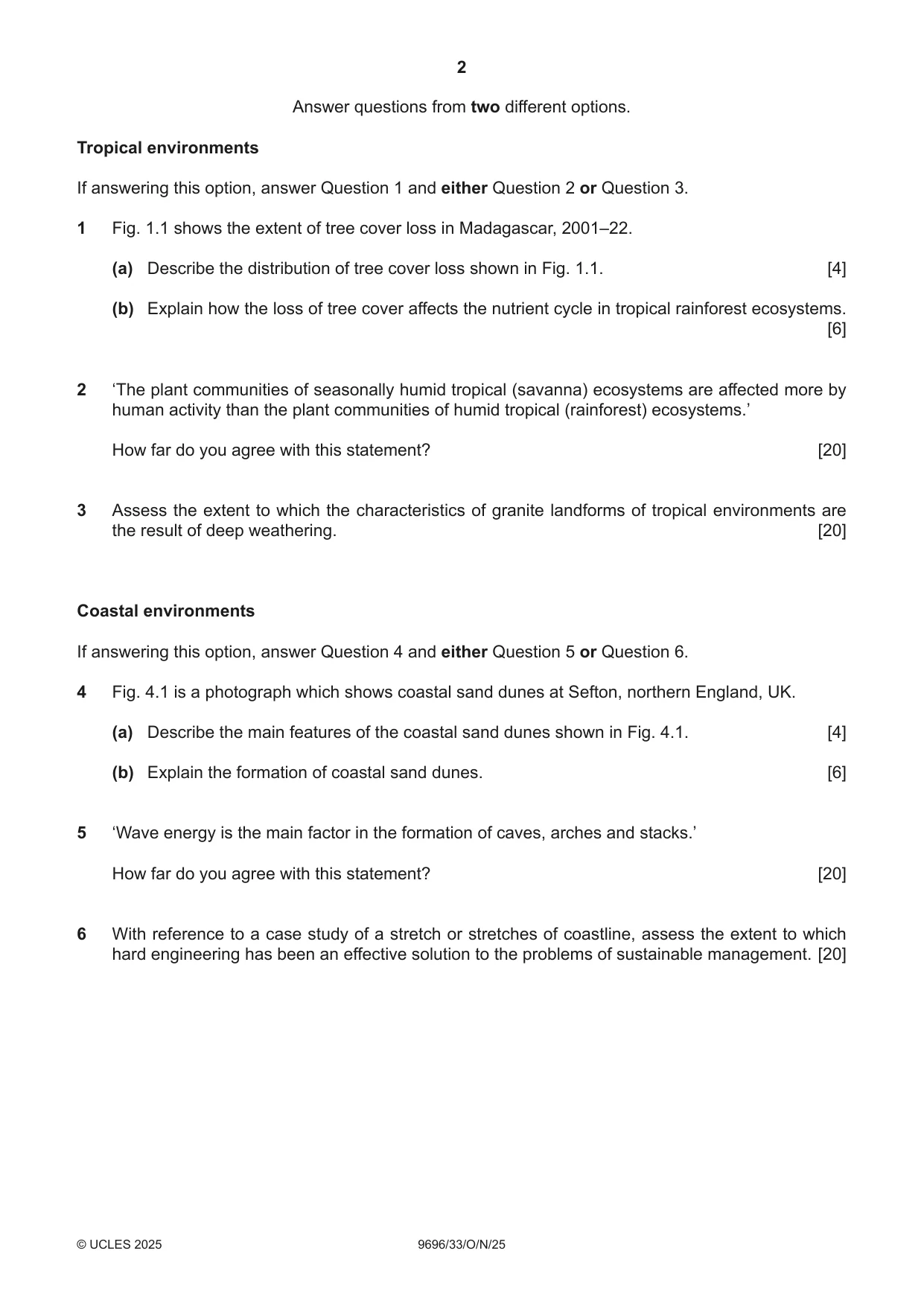 Cambridge A Level Geography 9696 2025 Oct/Nov Paper 3 · Variant 3 question paper, page 2 of 4