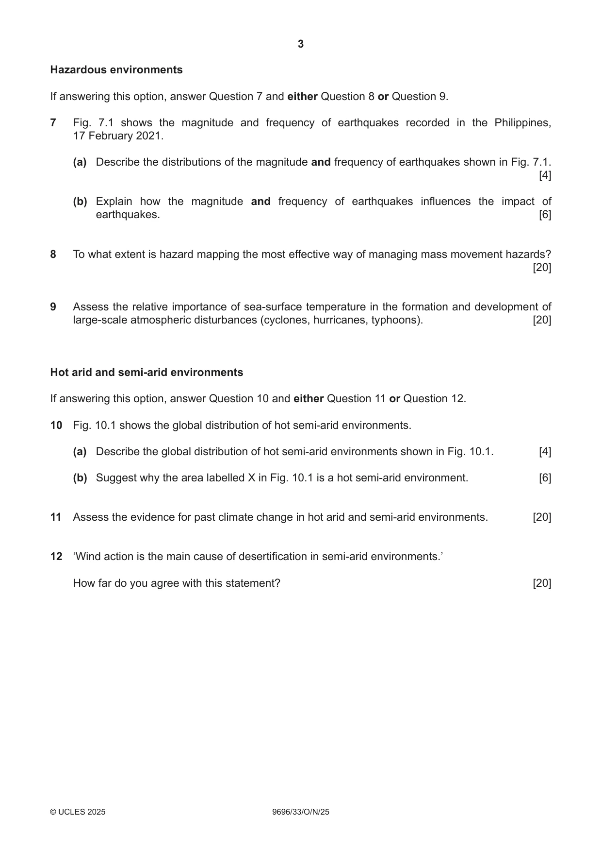 Cambridge A Level Geography 9696 2025 Oct/Nov Paper 3 · Variant 3 question paper, page 3 of 4