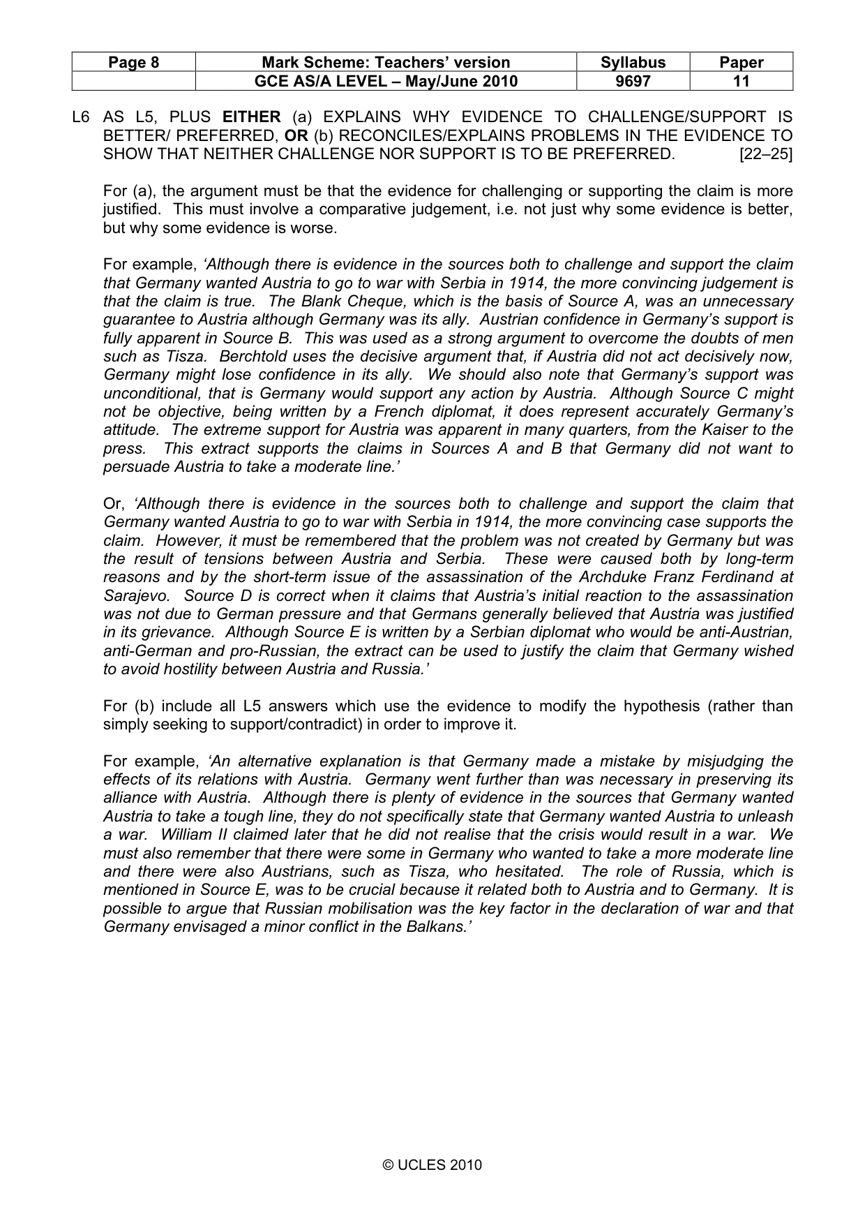 Mark scheme, page 8 of 12
