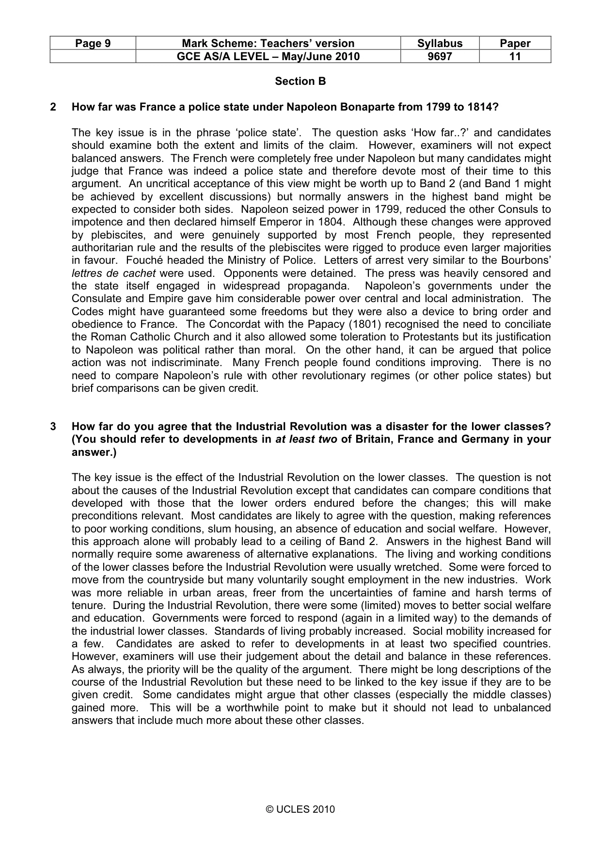 Mark scheme, page 9 of 12