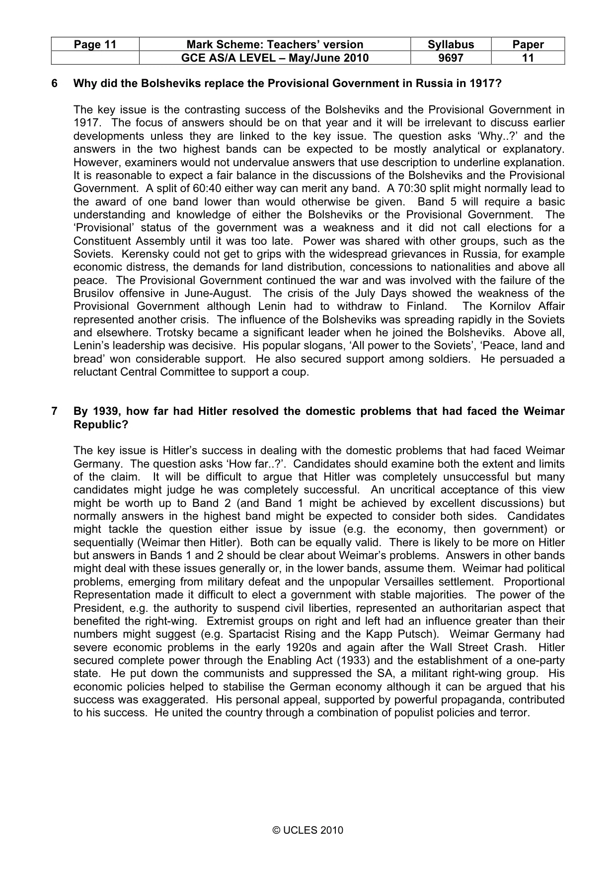Mark scheme, page 11 of 12