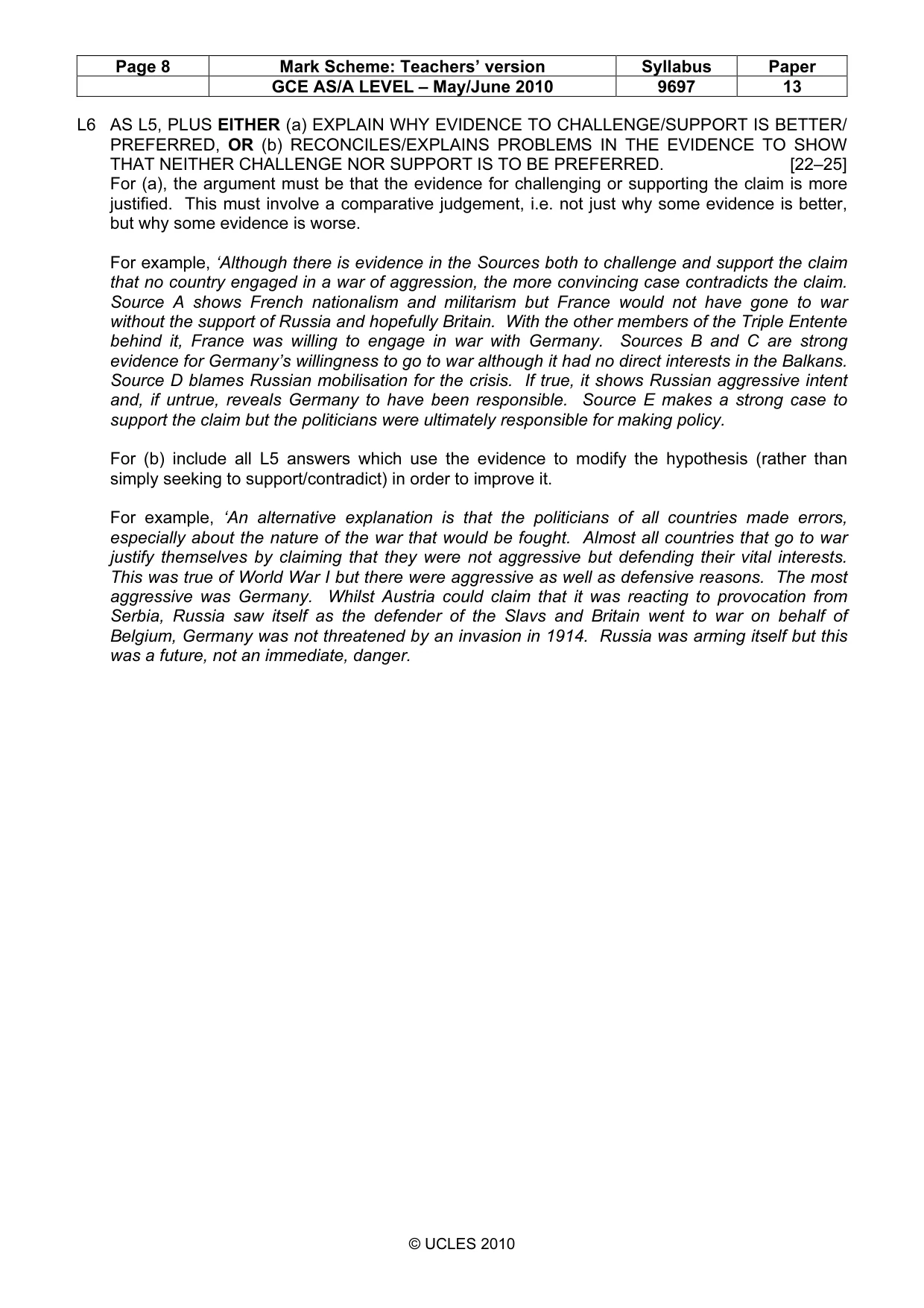 Mark scheme, page 8 of 12
