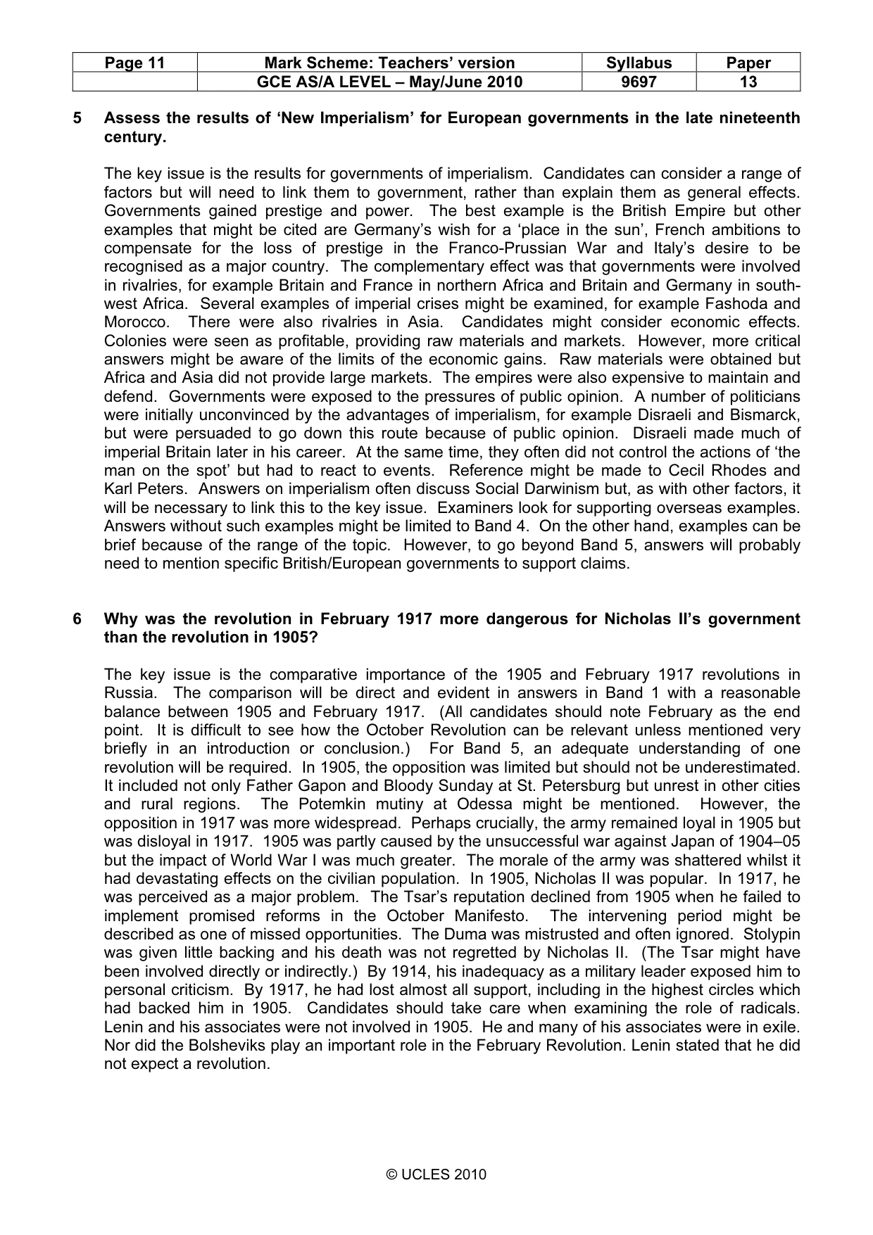 Mark scheme, page 11 of 12