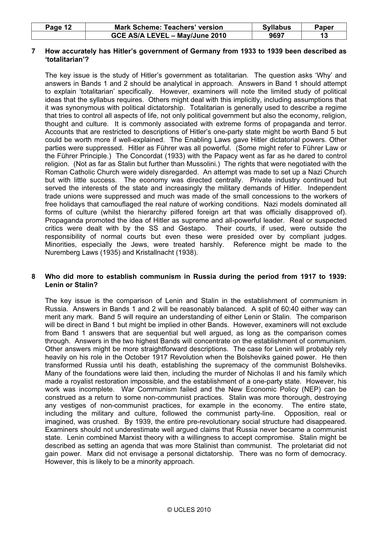 Mark scheme, page 12 of 12