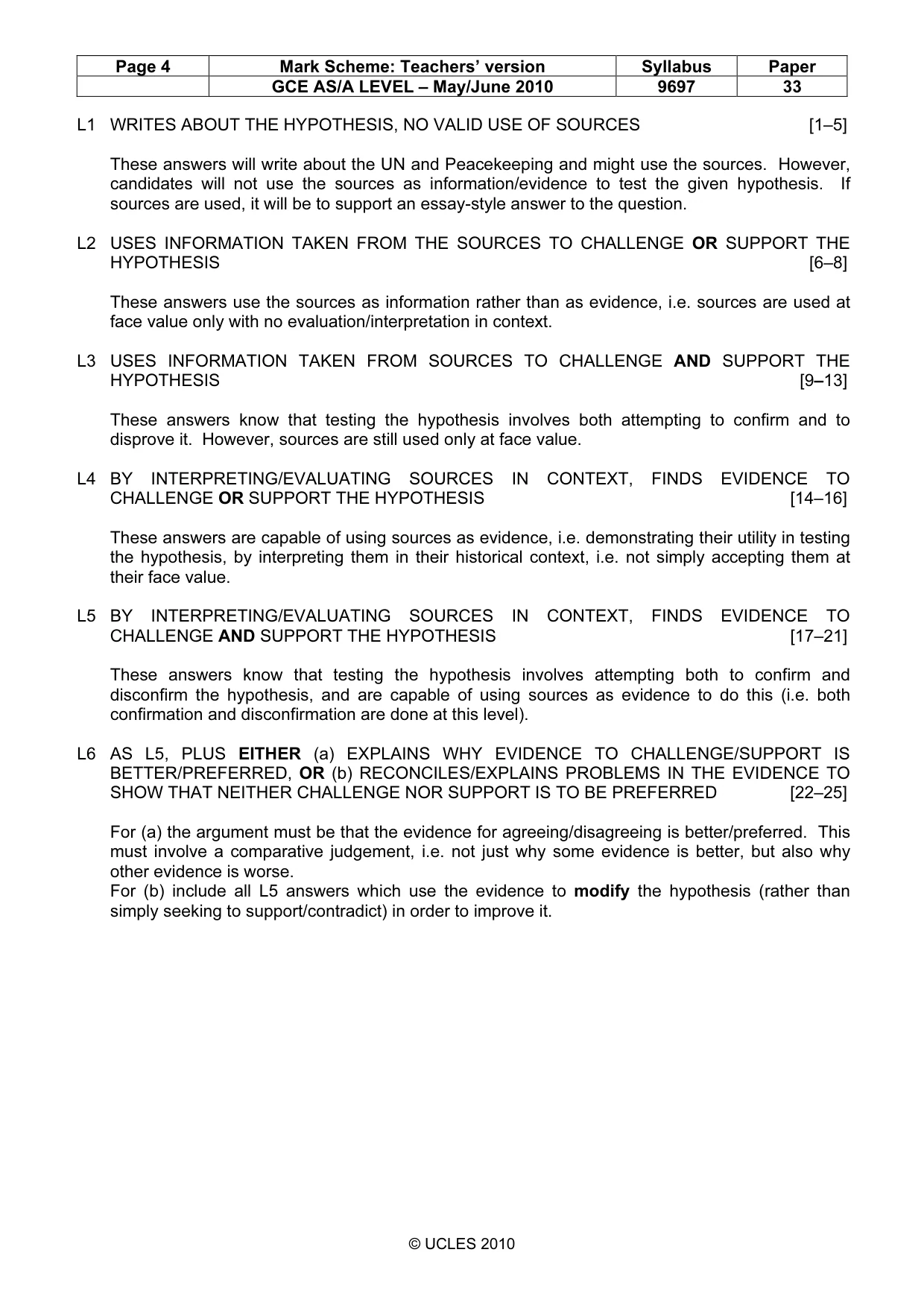 Mark scheme, page 4 of 6