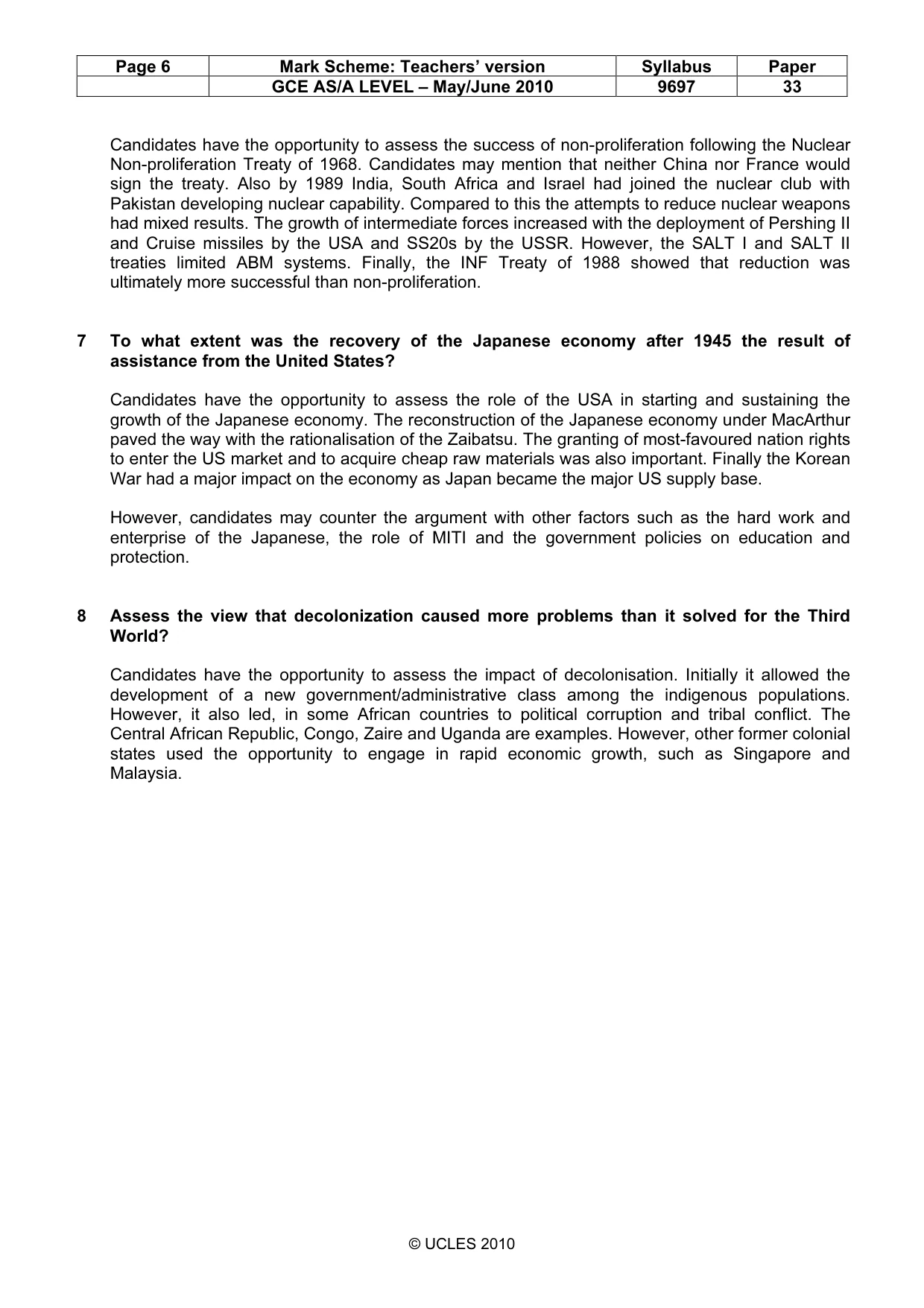 Mark scheme, page 6 of 6