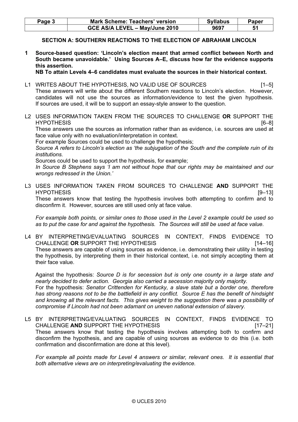 Mark scheme, page 3 of 9