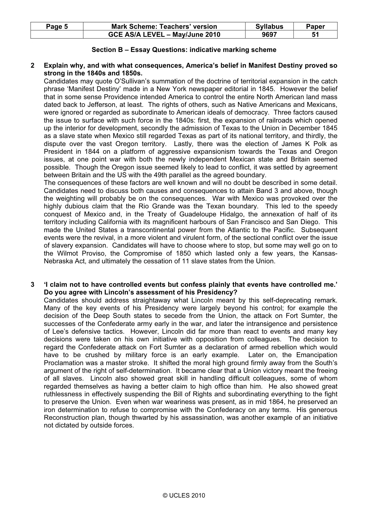 Mark scheme, page 5 of 9