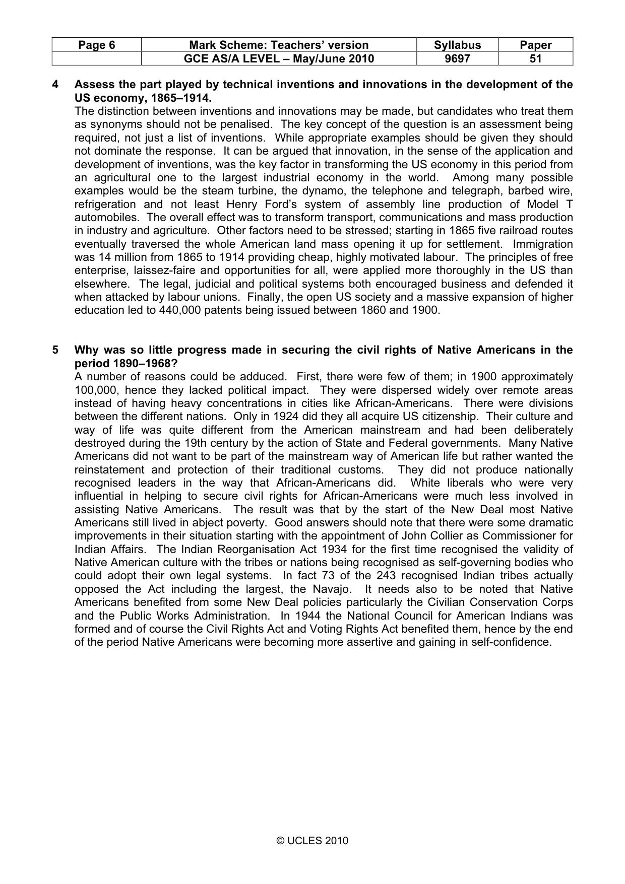 Mark scheme, page 6 of 9