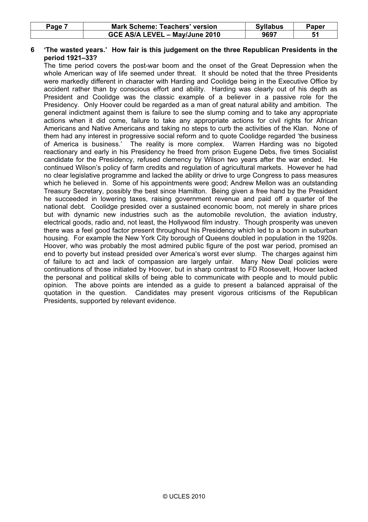 Mark scheme, page 7 of 9