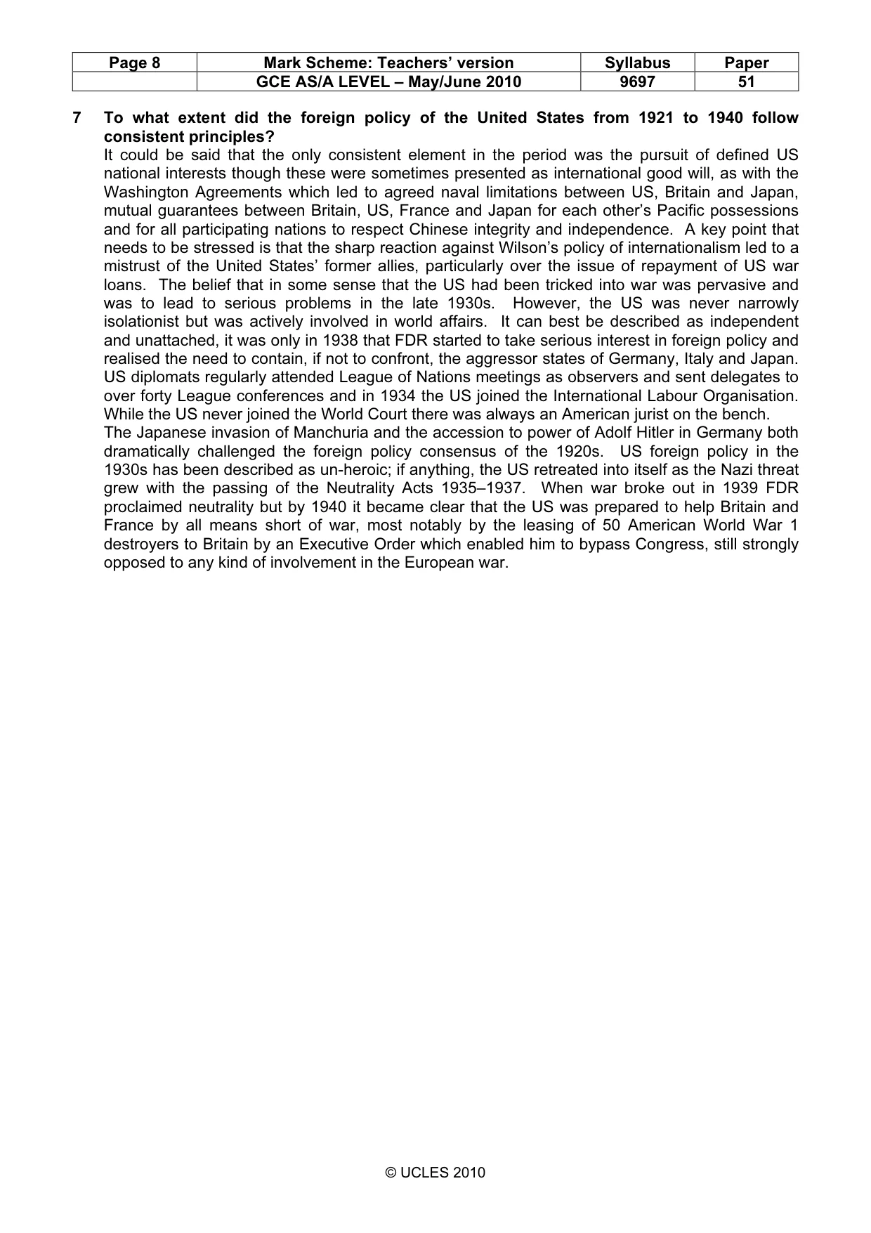 Mark scheme, page 8 of 9
