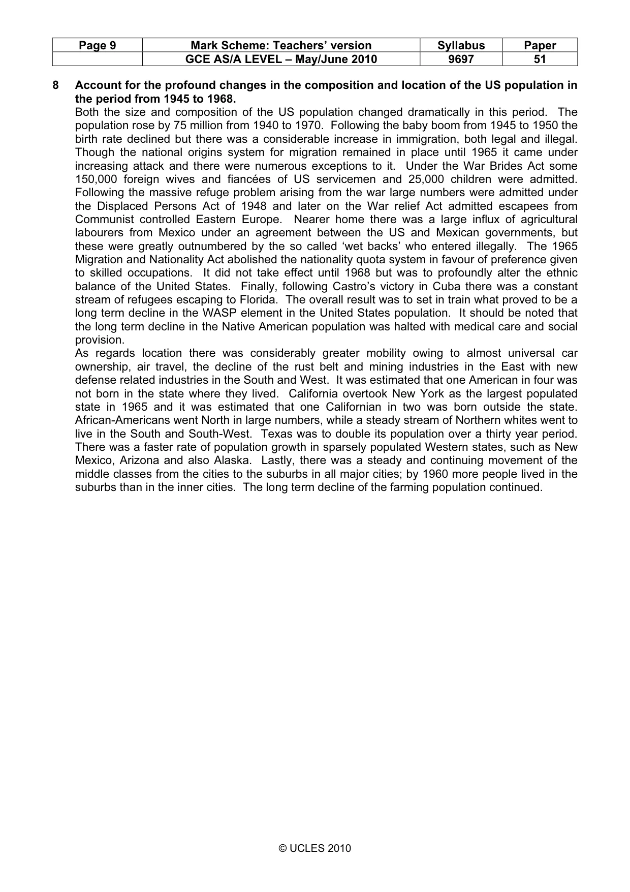 Mark scheme, page 9 of 9