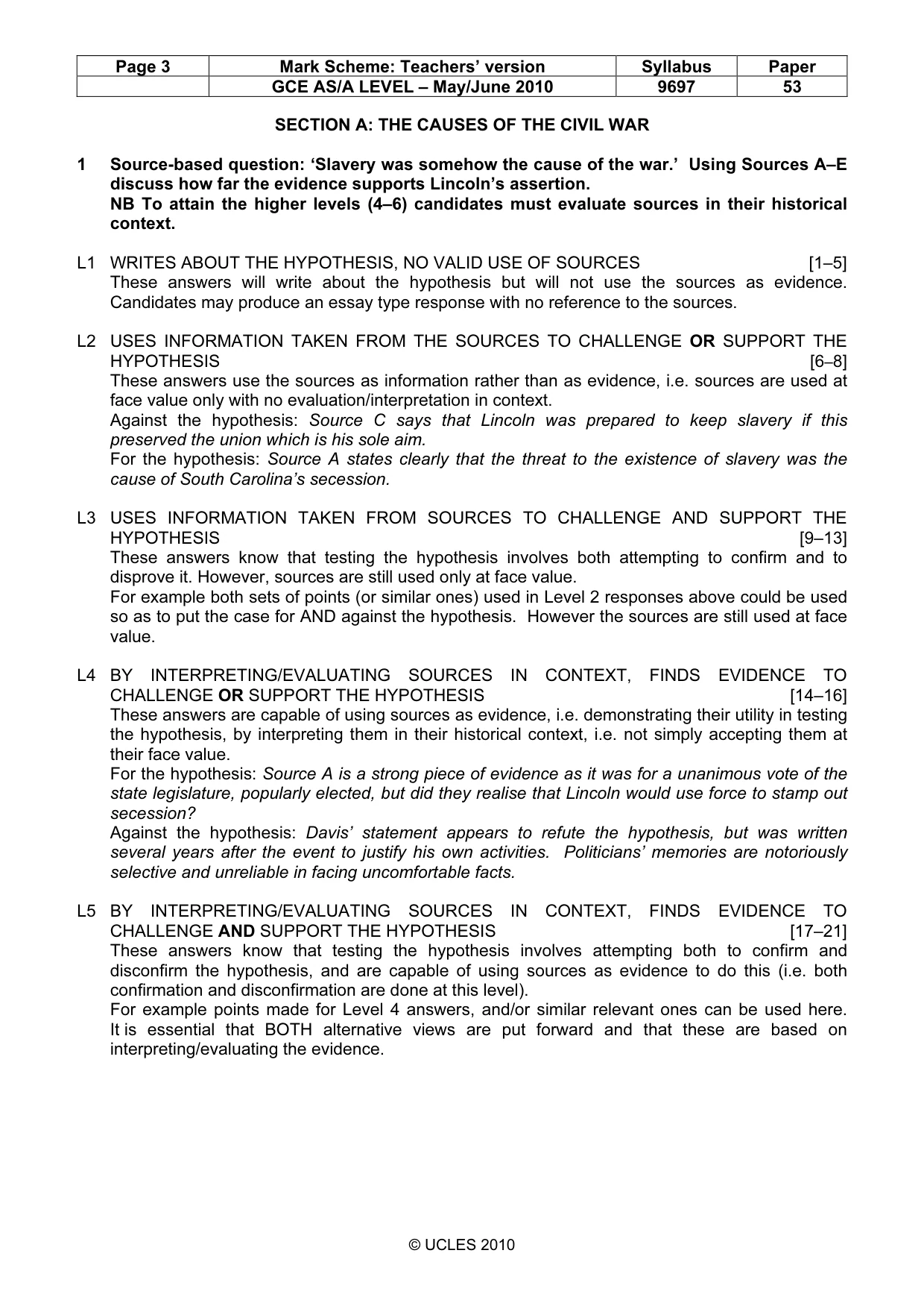 Mark scheme, page 3 of 9
