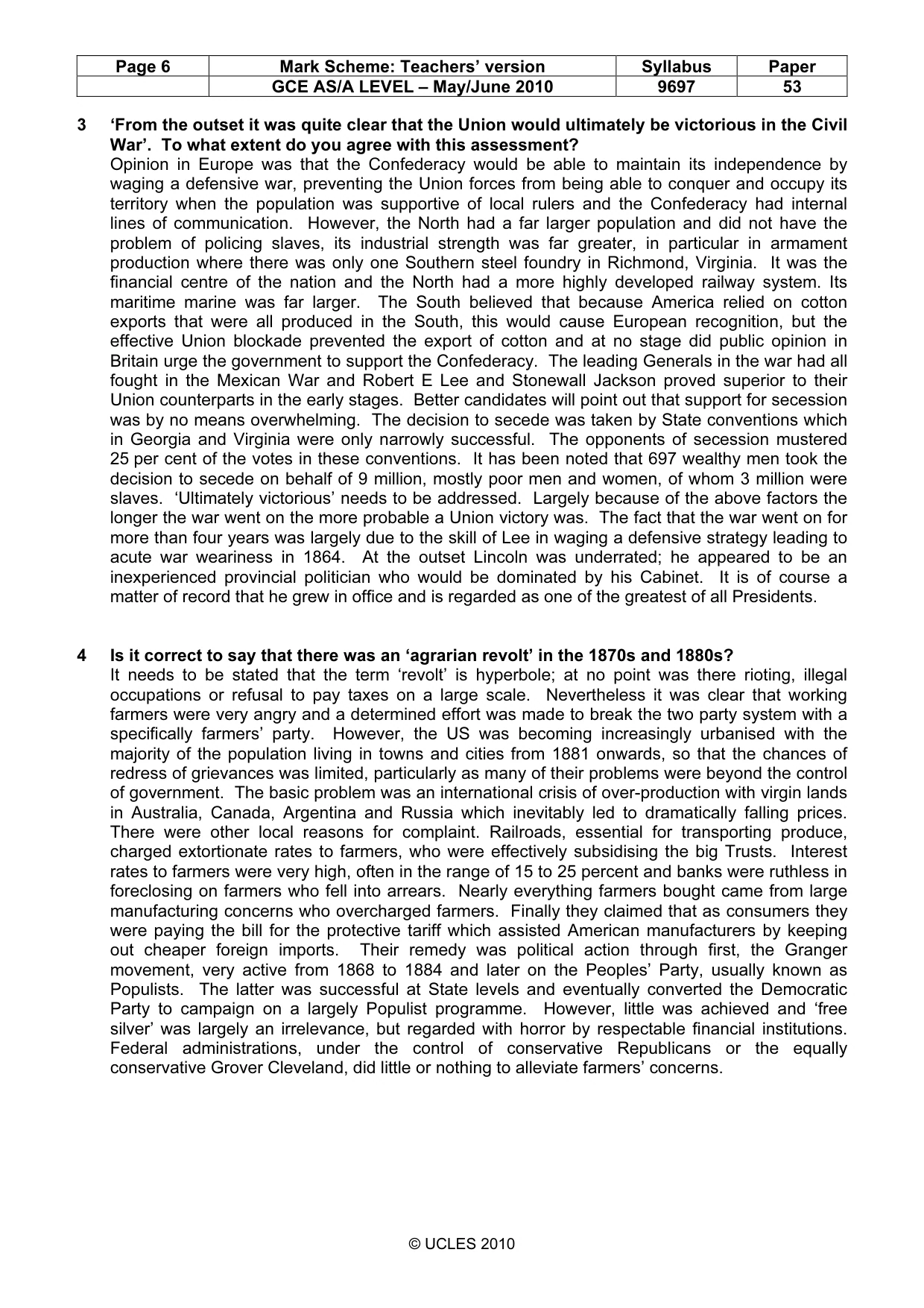 Mark scheme, page 6 of 9