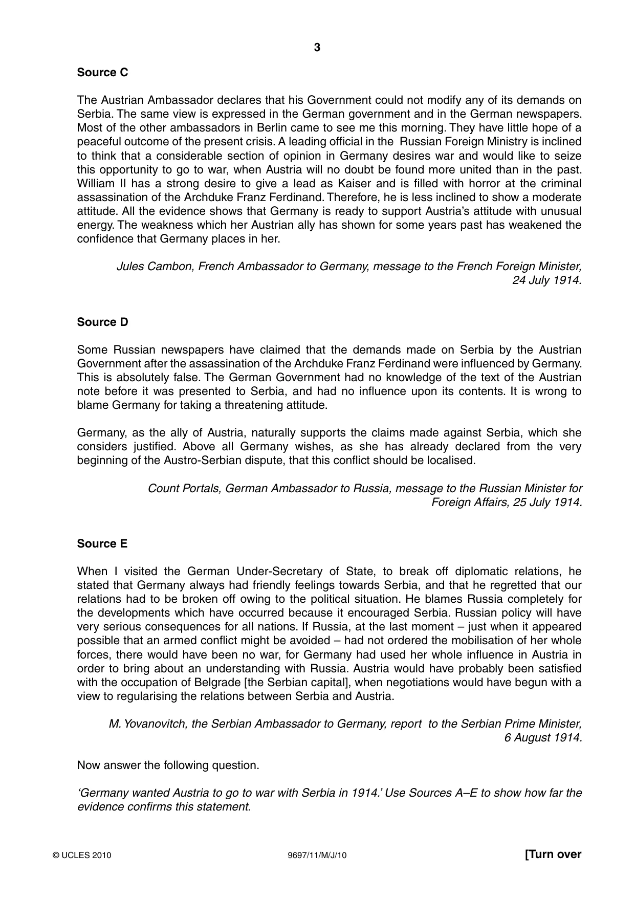 Cambridge A Level History (pre-2015) 9697 2010 May/June Paper 1 · Variant 1 question paper, page 3 of 4