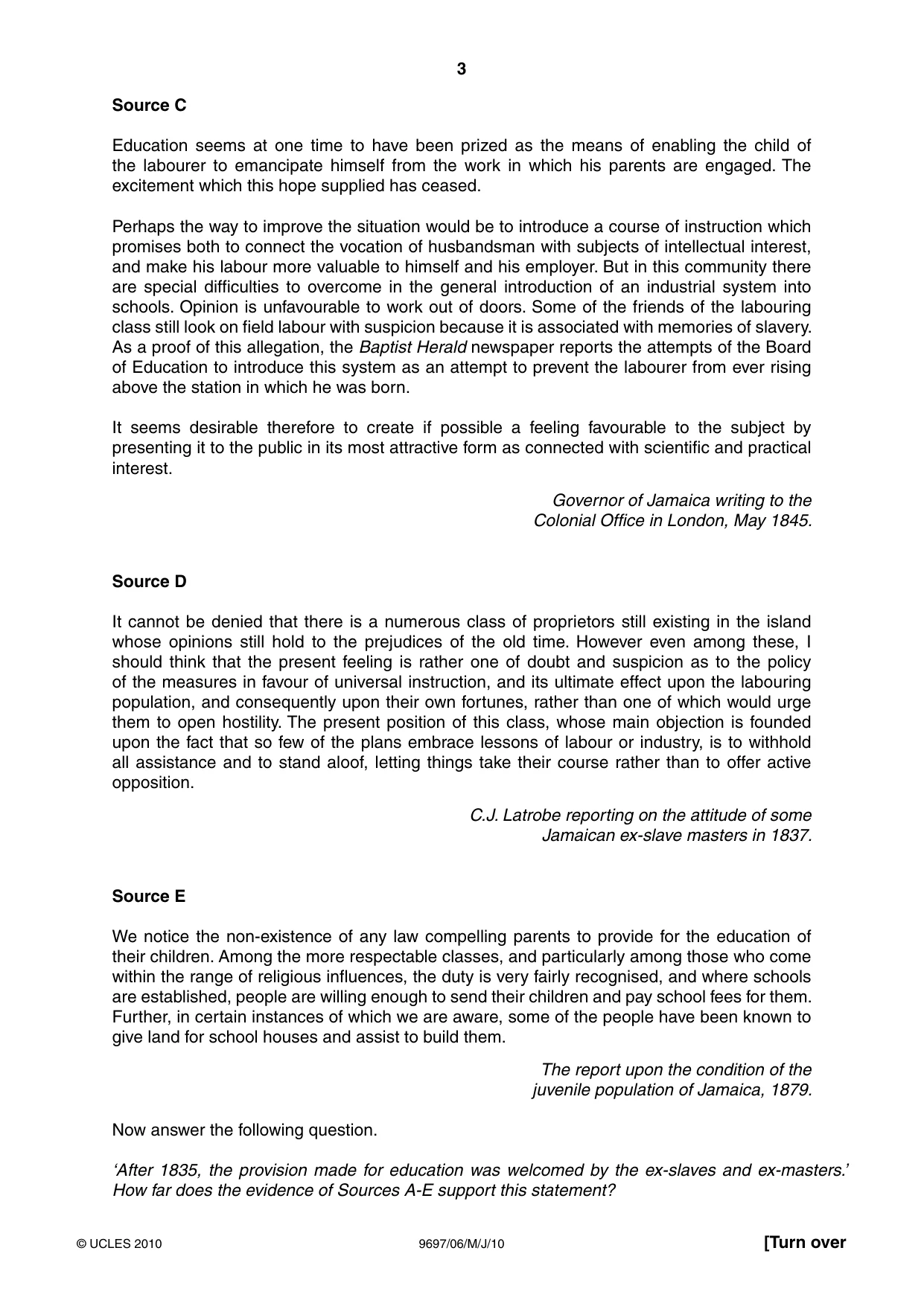 Cambridge A Level History (pre-2015) 9697 2010 May/June Paper 6 · Variant 1 question paper, page 3 of 4