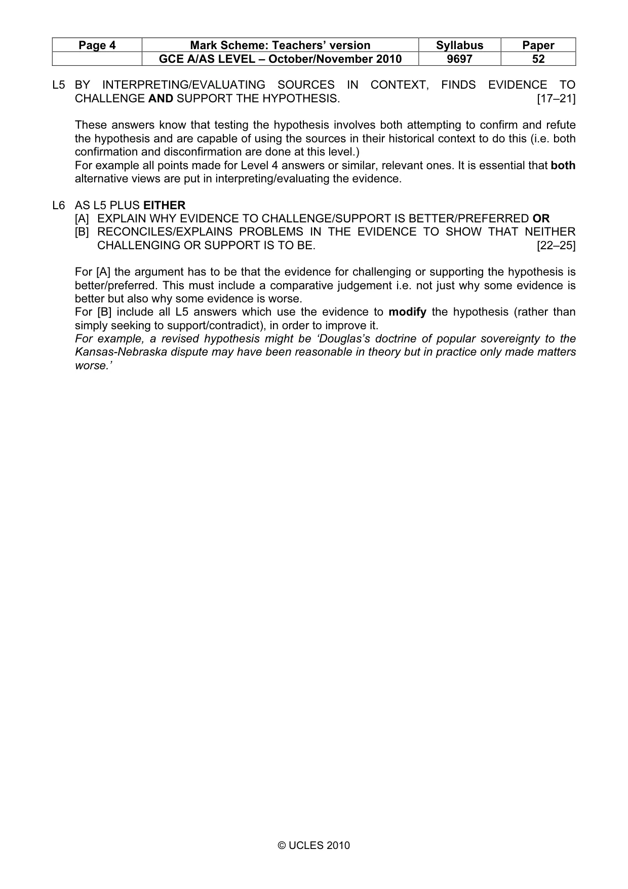 Mark scheme, page 4 of 8