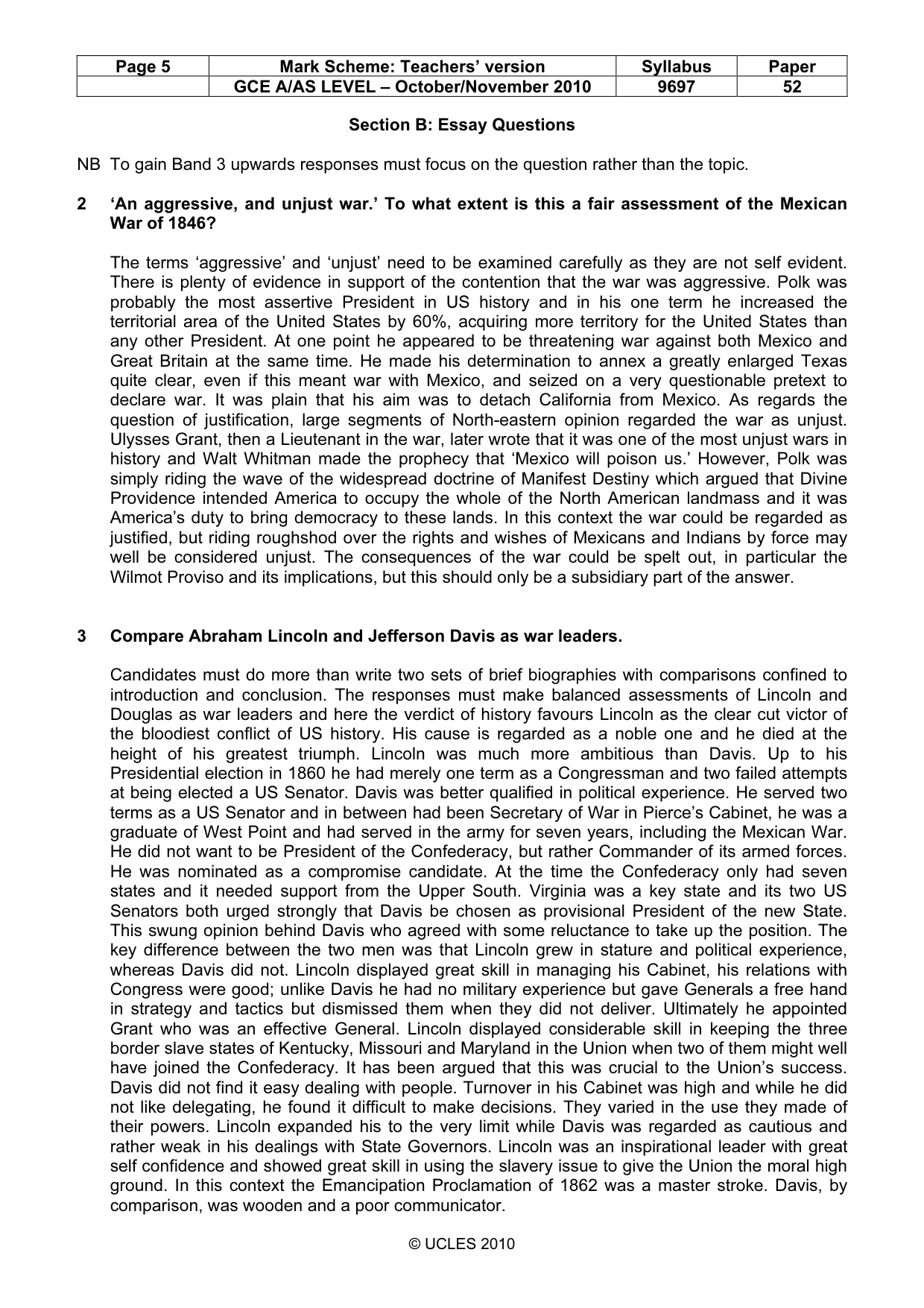 Mark scheme, page 5 of 8