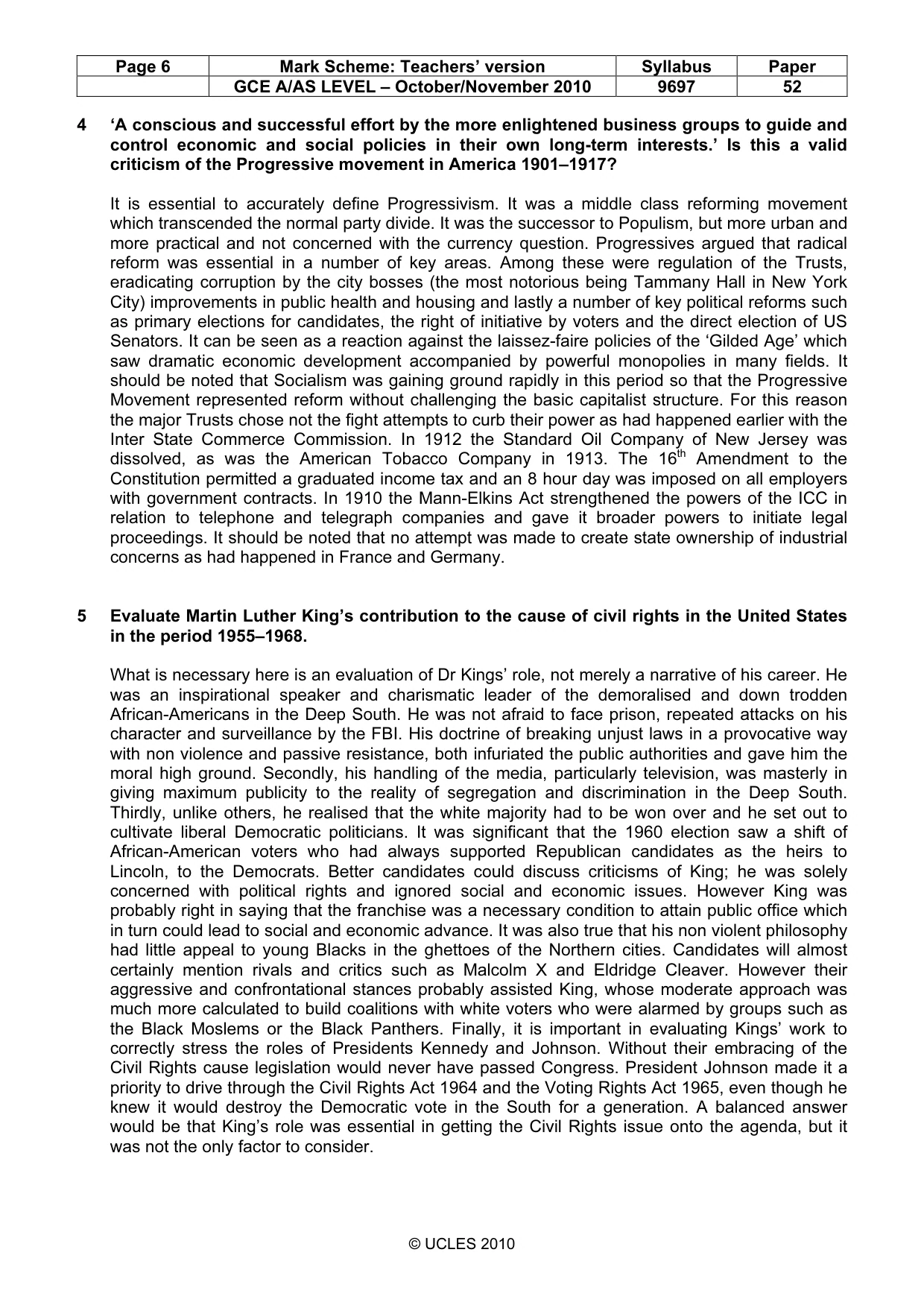 Mark scheme, page 6 of 8