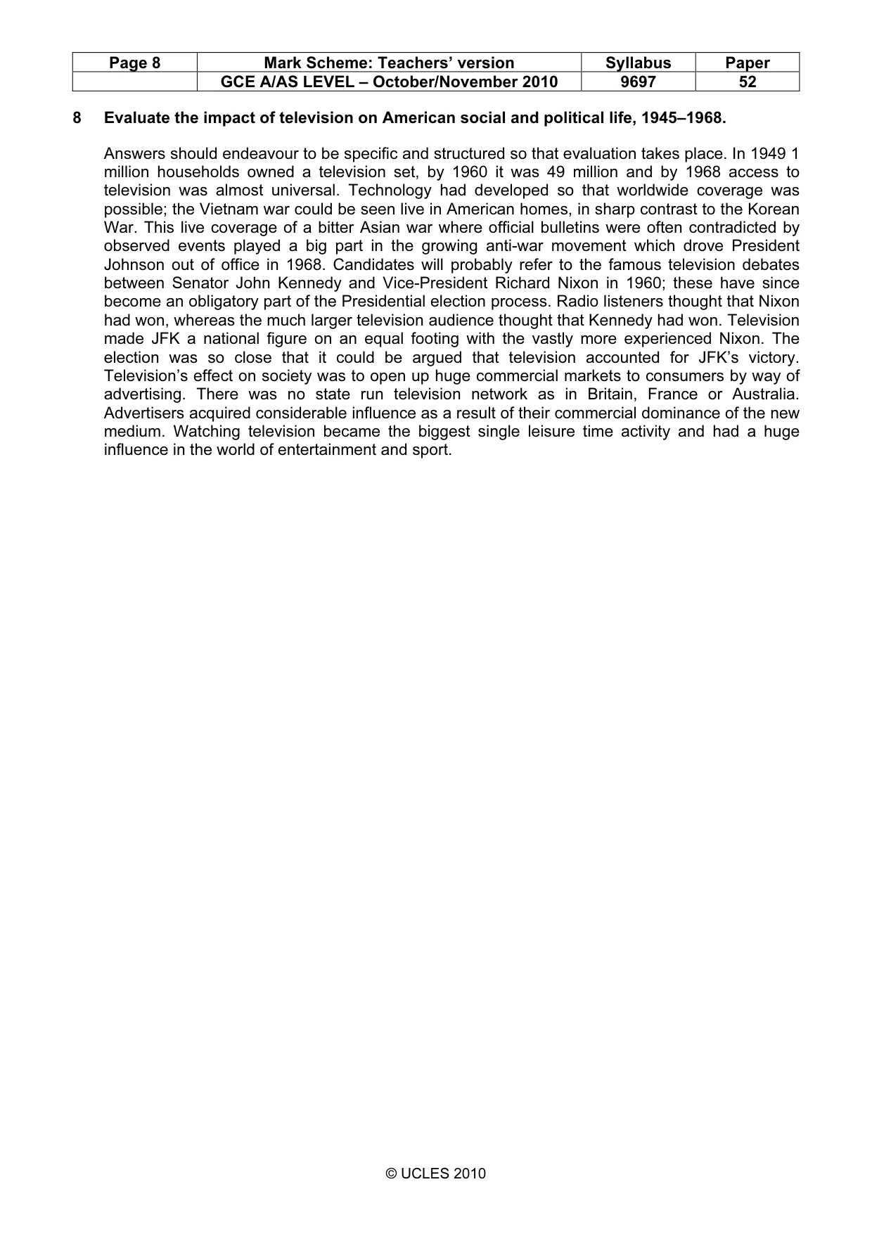 Mark scheme, page 8 of 8