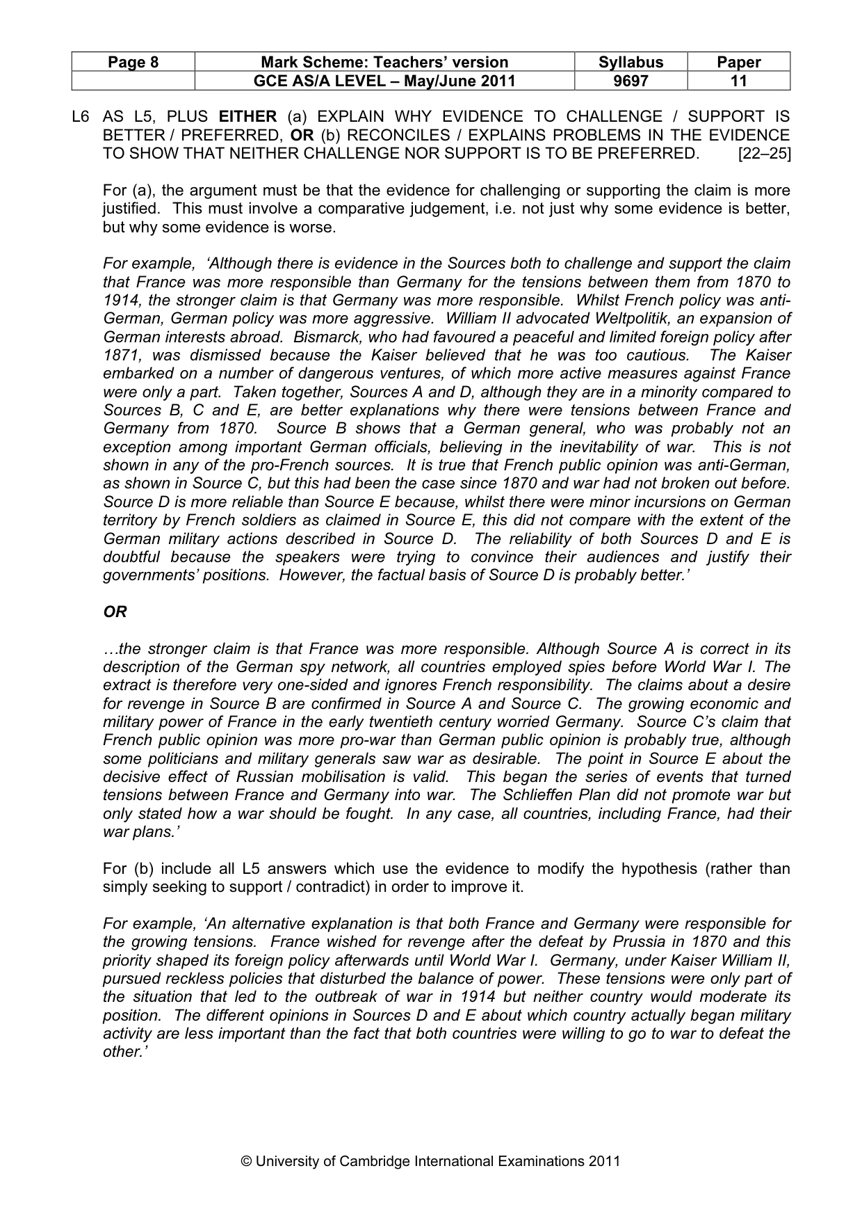 Mark scheme, page 8 of 12