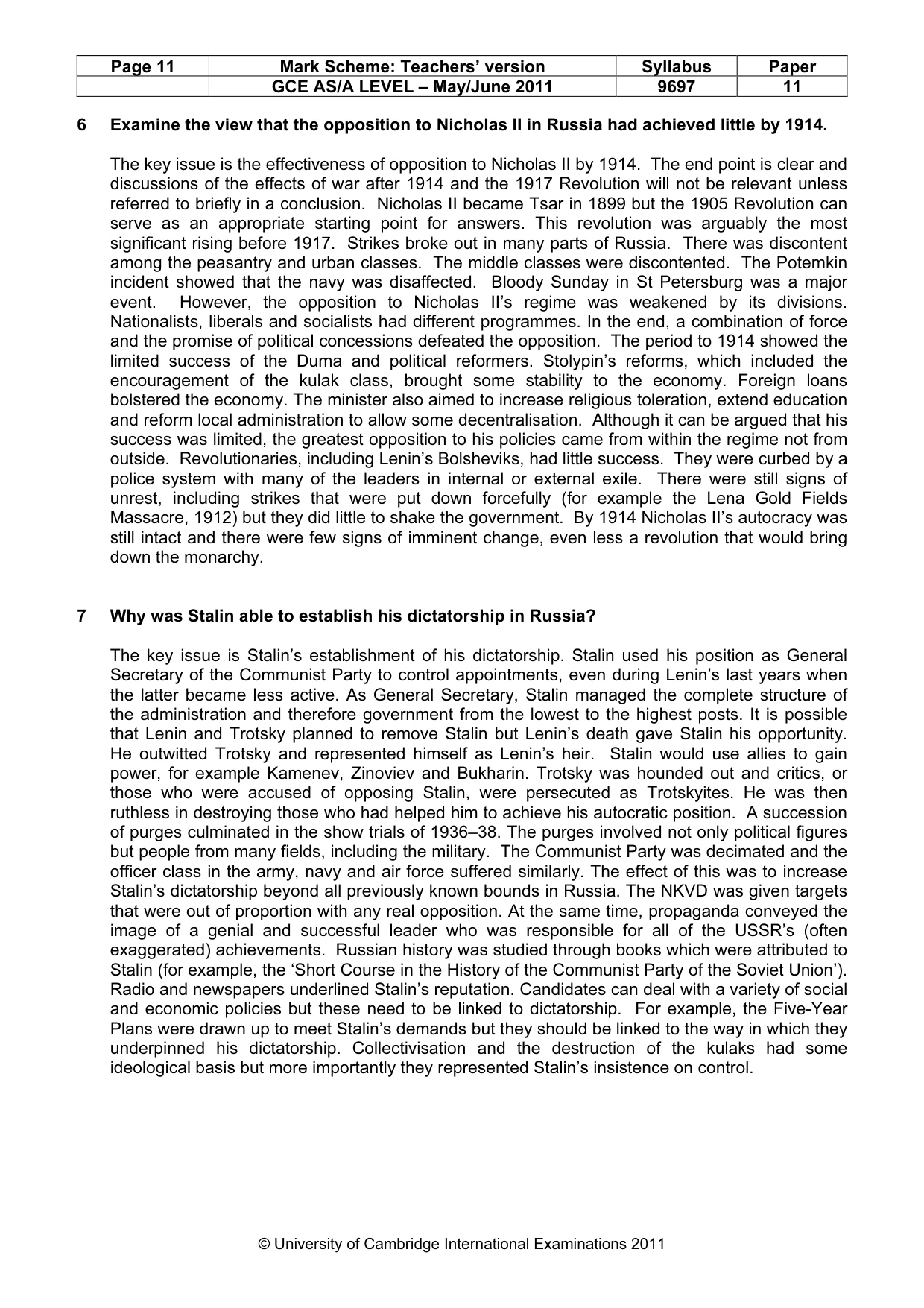 Mark scheme, page 11 of 12