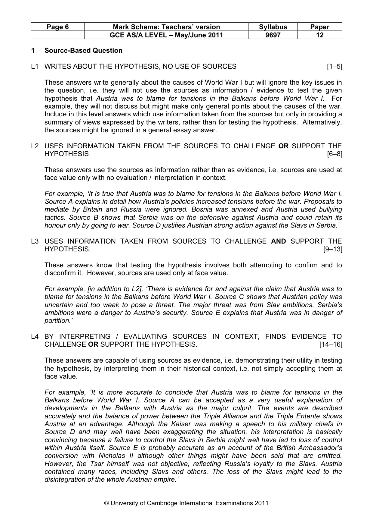 Mark scheme, page 6 of 12