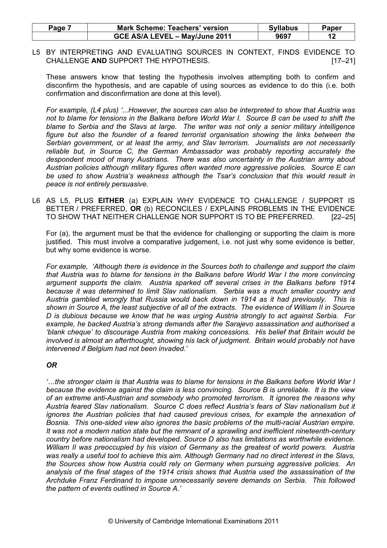 Mark scheme, page 7 of 12
