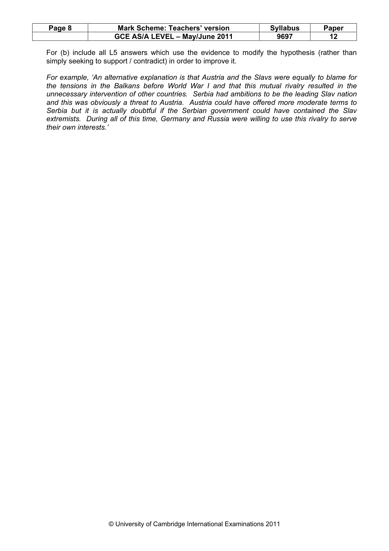 Mark scheme, page 8 of 12