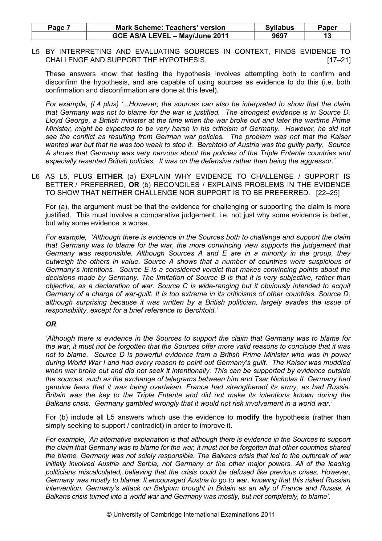Mark scheme, page 7 of 11