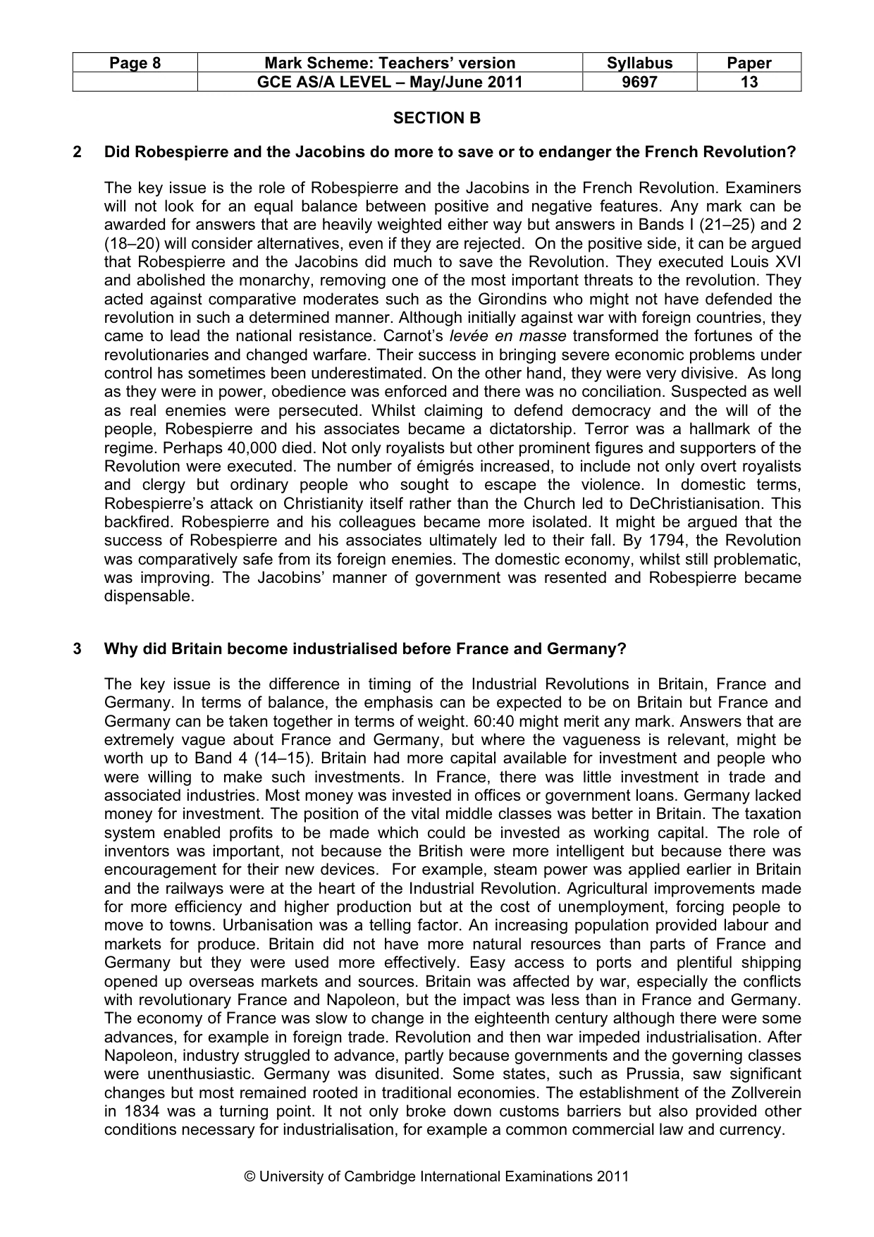 Mark scheme, page 8 of 11