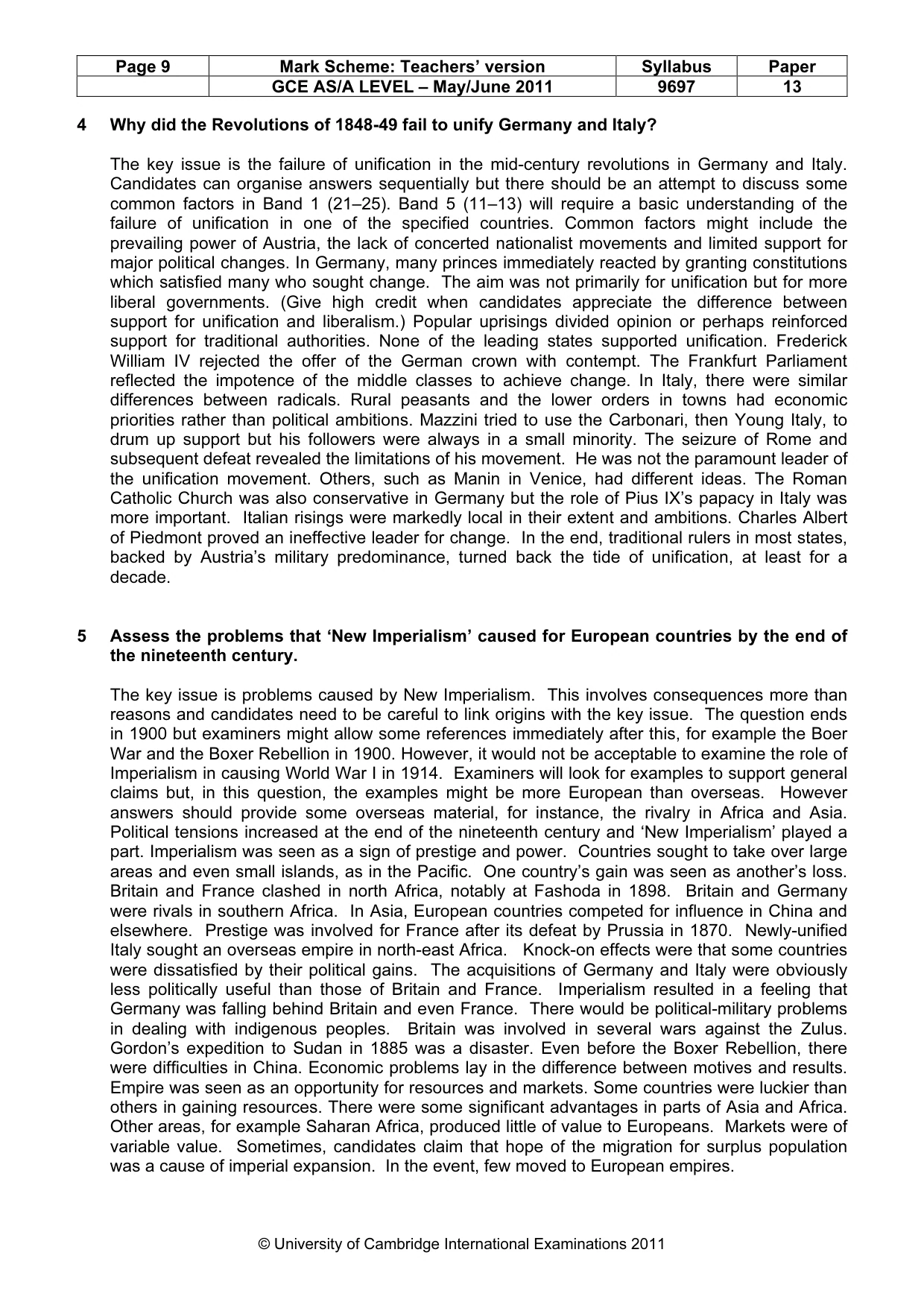 Mark scheme, page 9 of 11