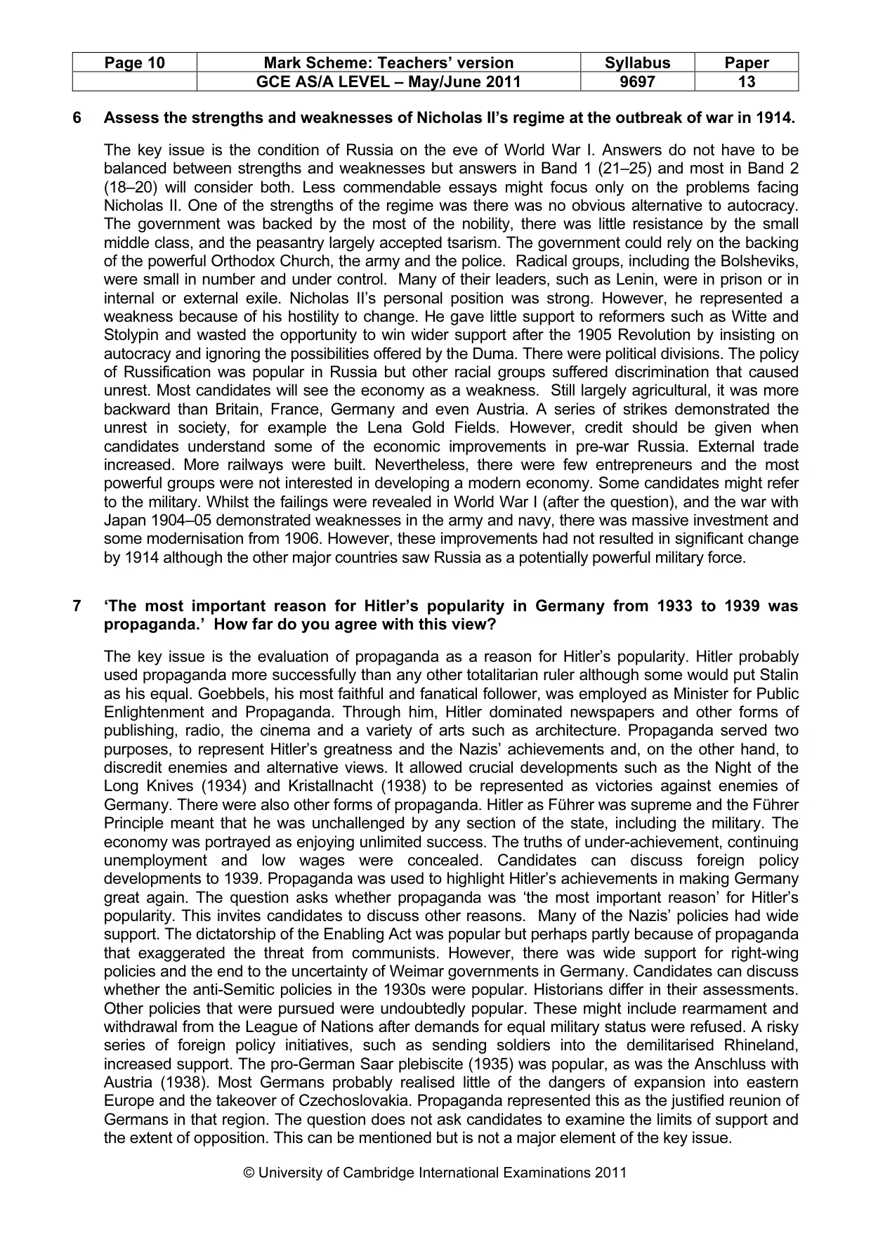 Mark scheme, page 10 of 11