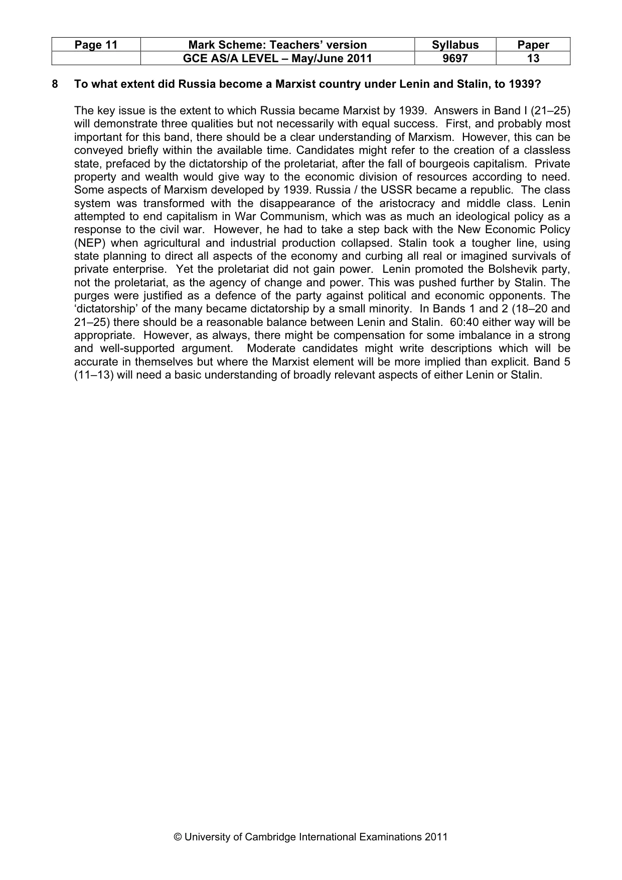 Mark scheme, page 11 of 11