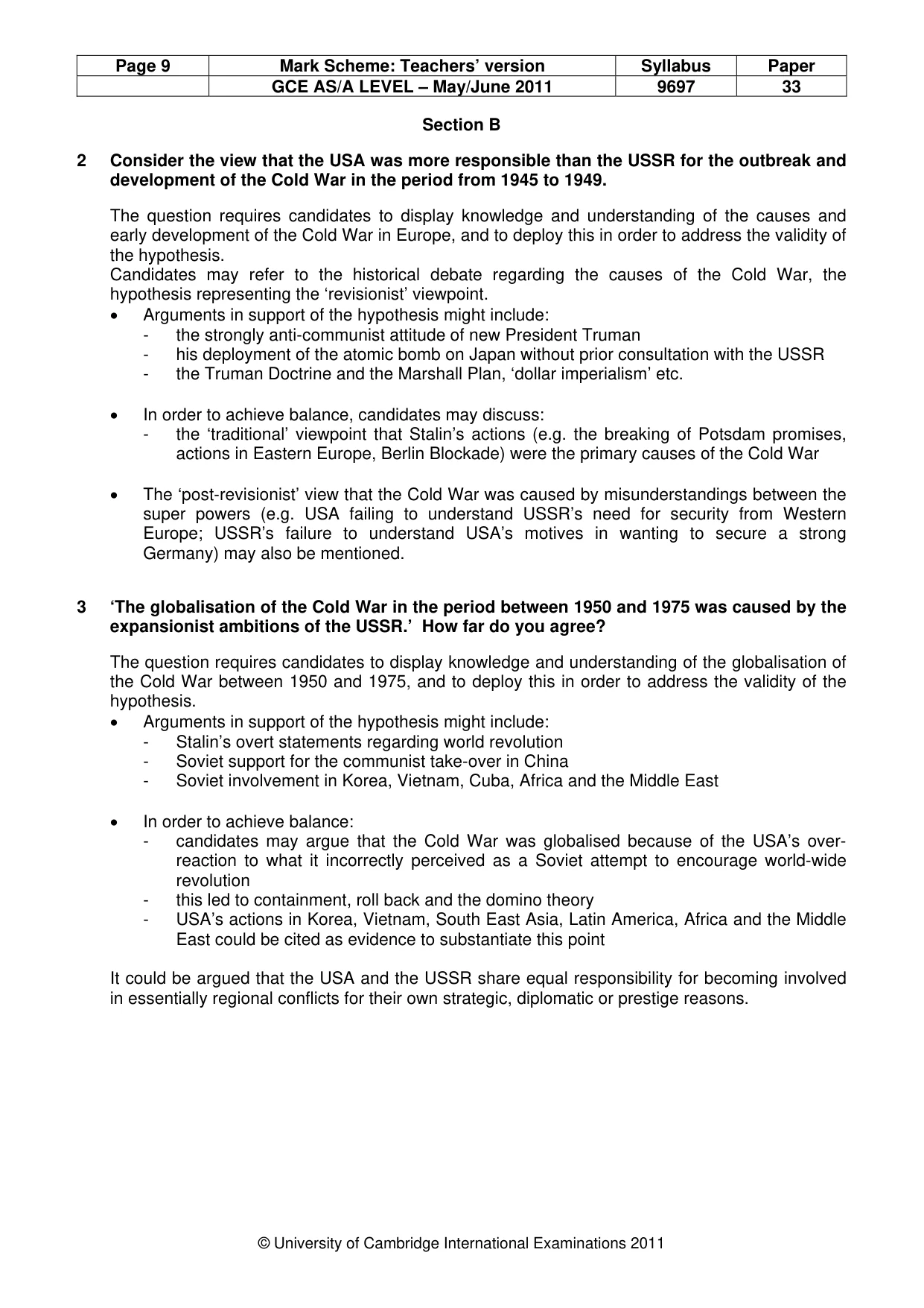 Mark scheme, page 9 of 12