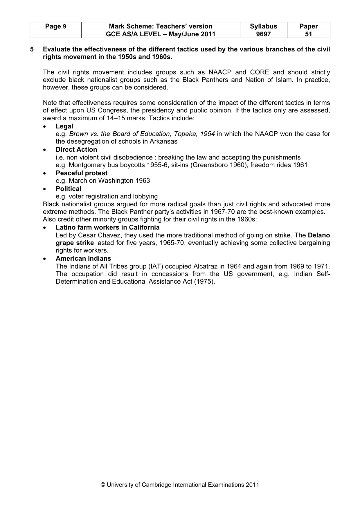 Mark scheme, page 9 of 12