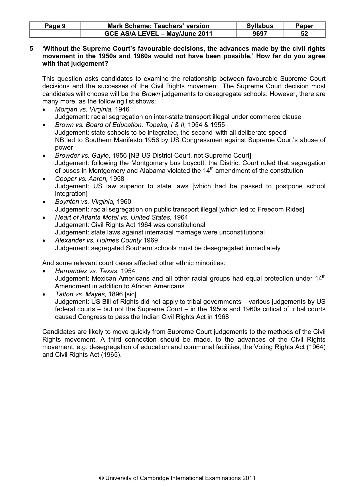 Mark scheme, page 9 of 12