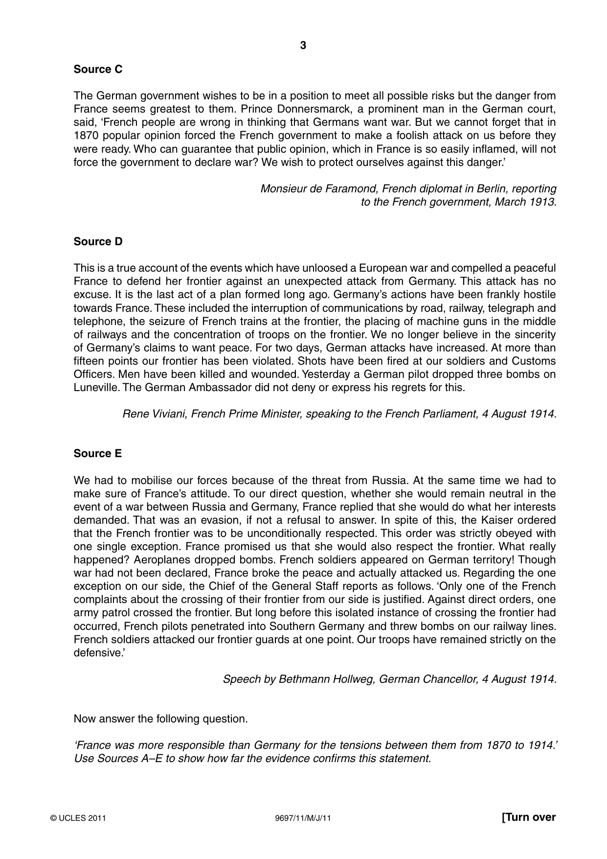 Cambridge A Level History (pre-2015) 9697 2011 May/June Paper 1 · Variant 1 question paper, page 3 of 4