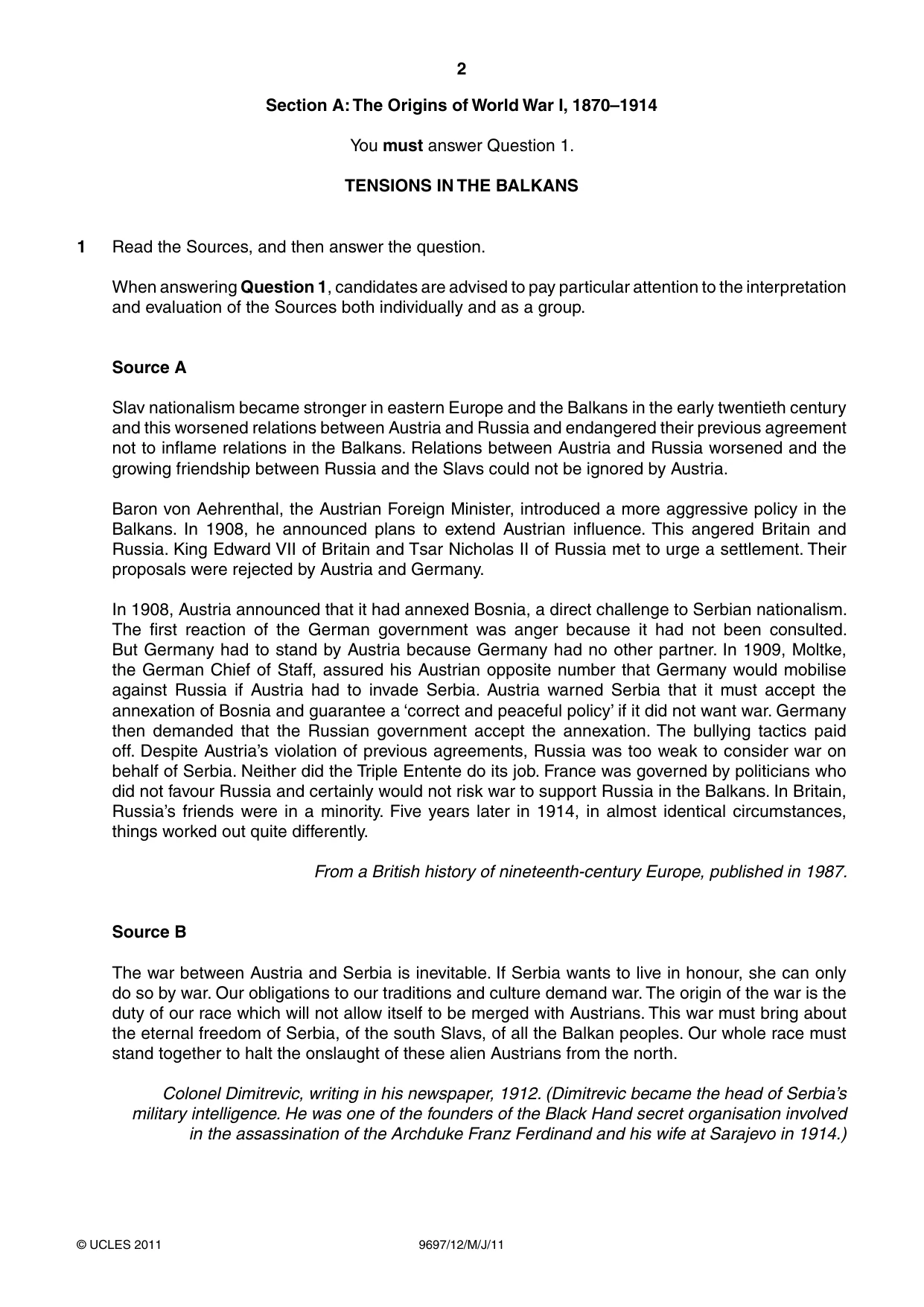 Cambridge A Level History (pre-2015) 9697 2011 May/June Paper 1 · Variant 2 question paper, page 2 of 4
