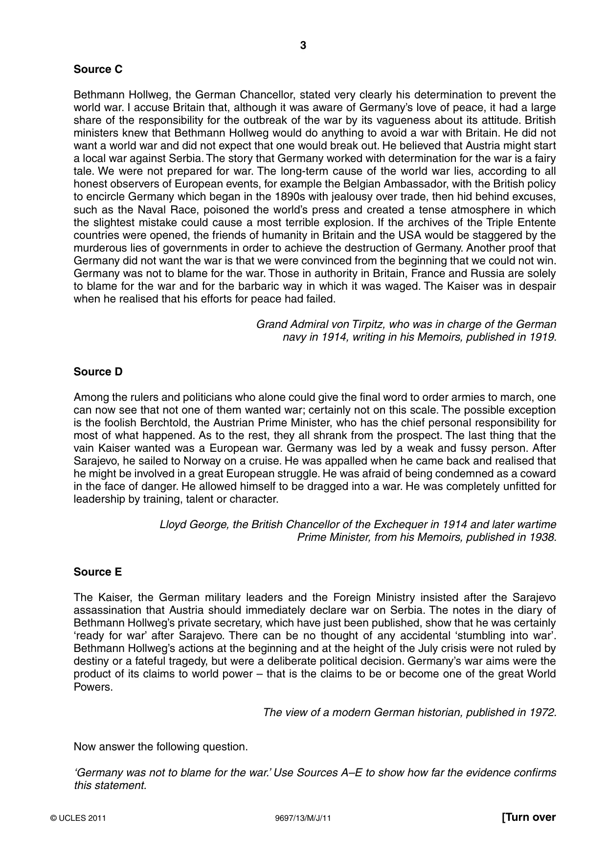 Cambridge A Level History (pre-2015) 9697 2011 May/June Paper 1 · Variant 3 question paper, page 3 of 4