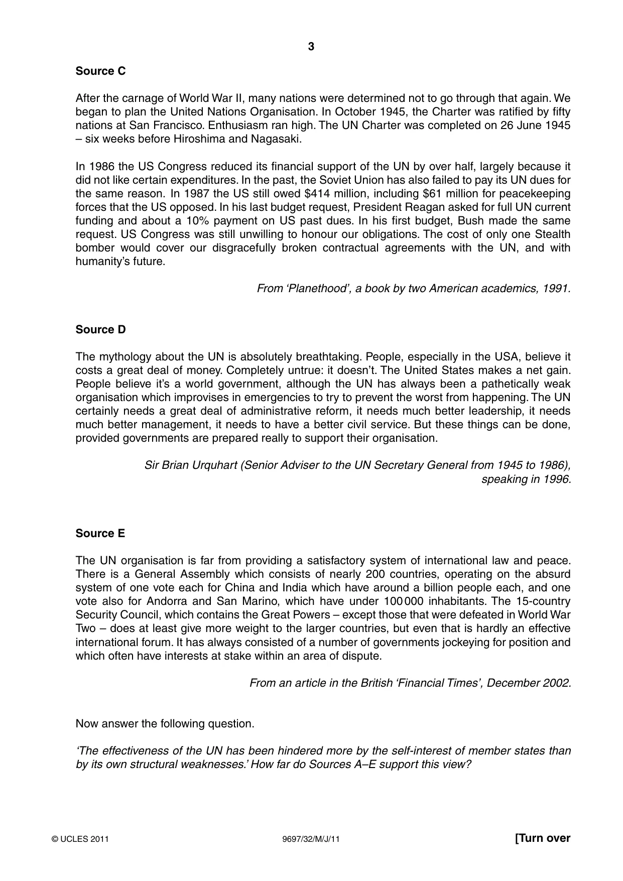 Cambridge A Level History (pre-2015) 9697 2011 May/June Paper 3 · Variant 2 question paper, page 3 of 4