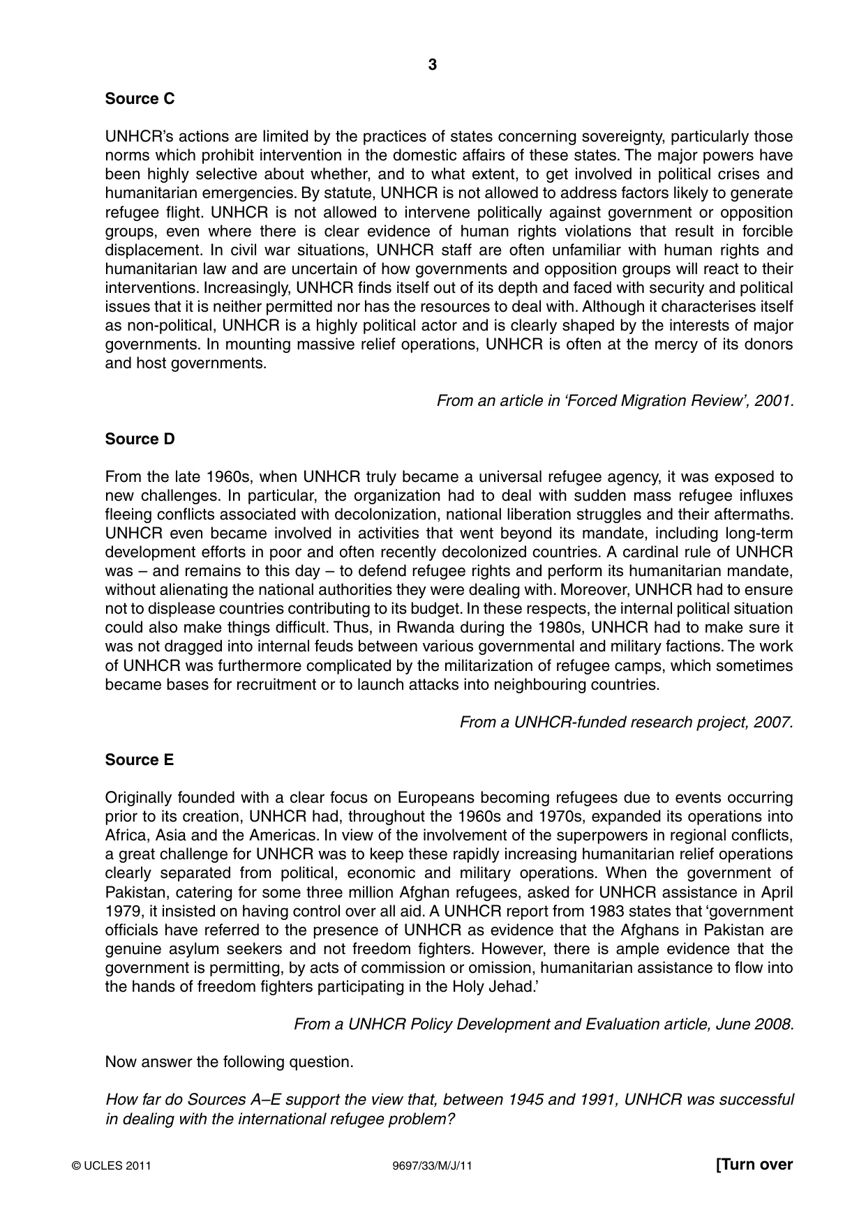 Cambridge A Level History (pre-2015) 9697 2011 May/June Paper 3 · Variant 3 question paper, page 3 of 4