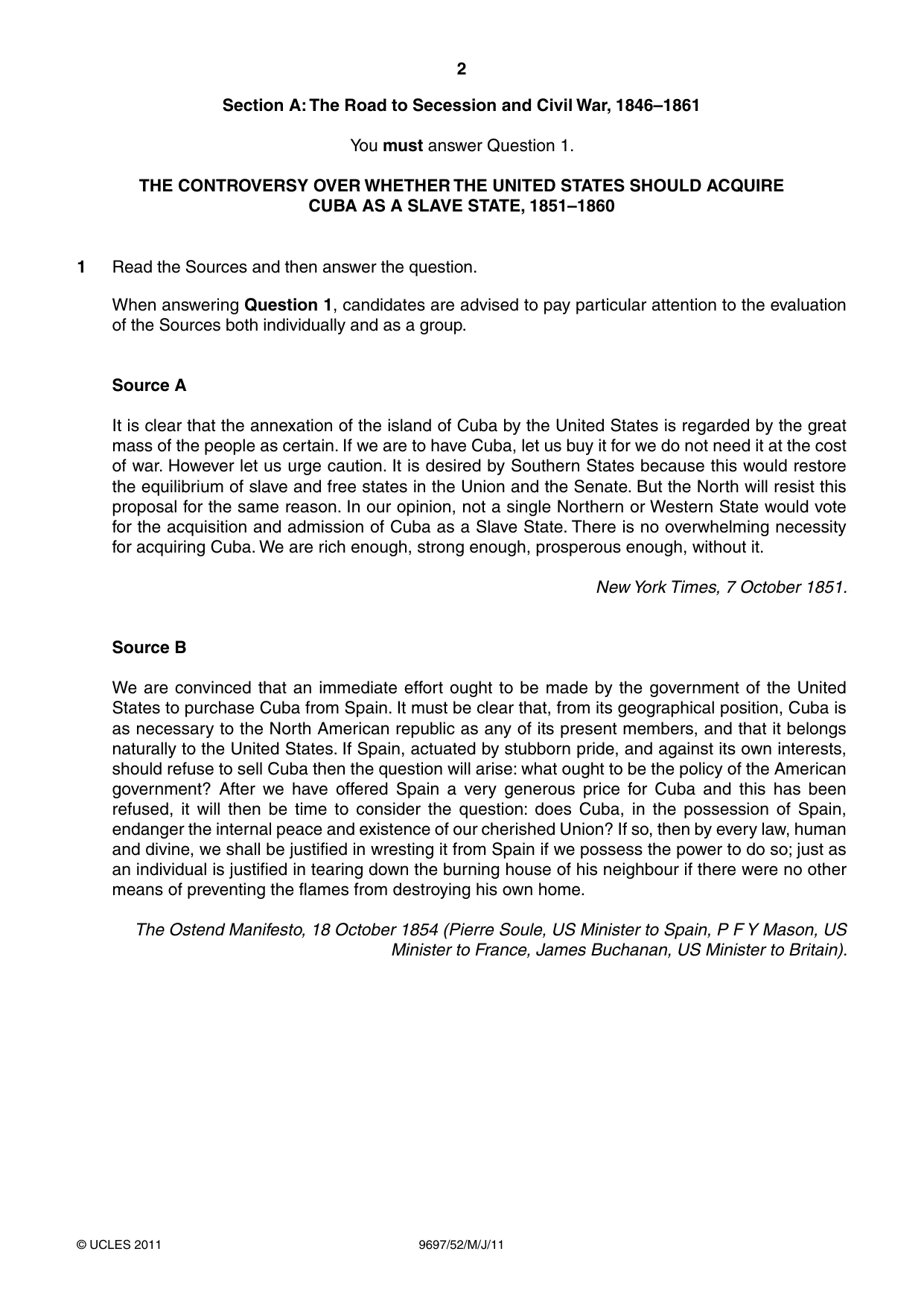 Cambridge A Level History (pre-2015) 9697 2011 May/June Paper 5 · Variant 2 question paper, page 2 of 4