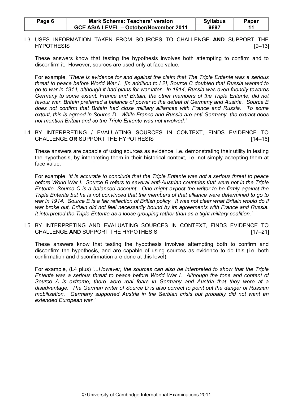 Mark scheme, page 6 of 11