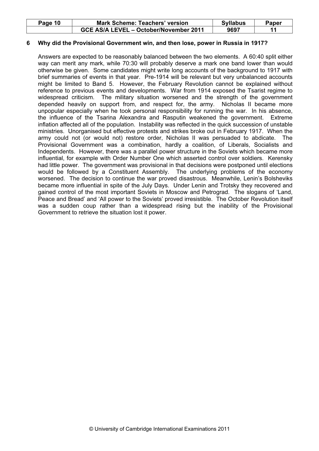 Mark scheme, page 10 of 11