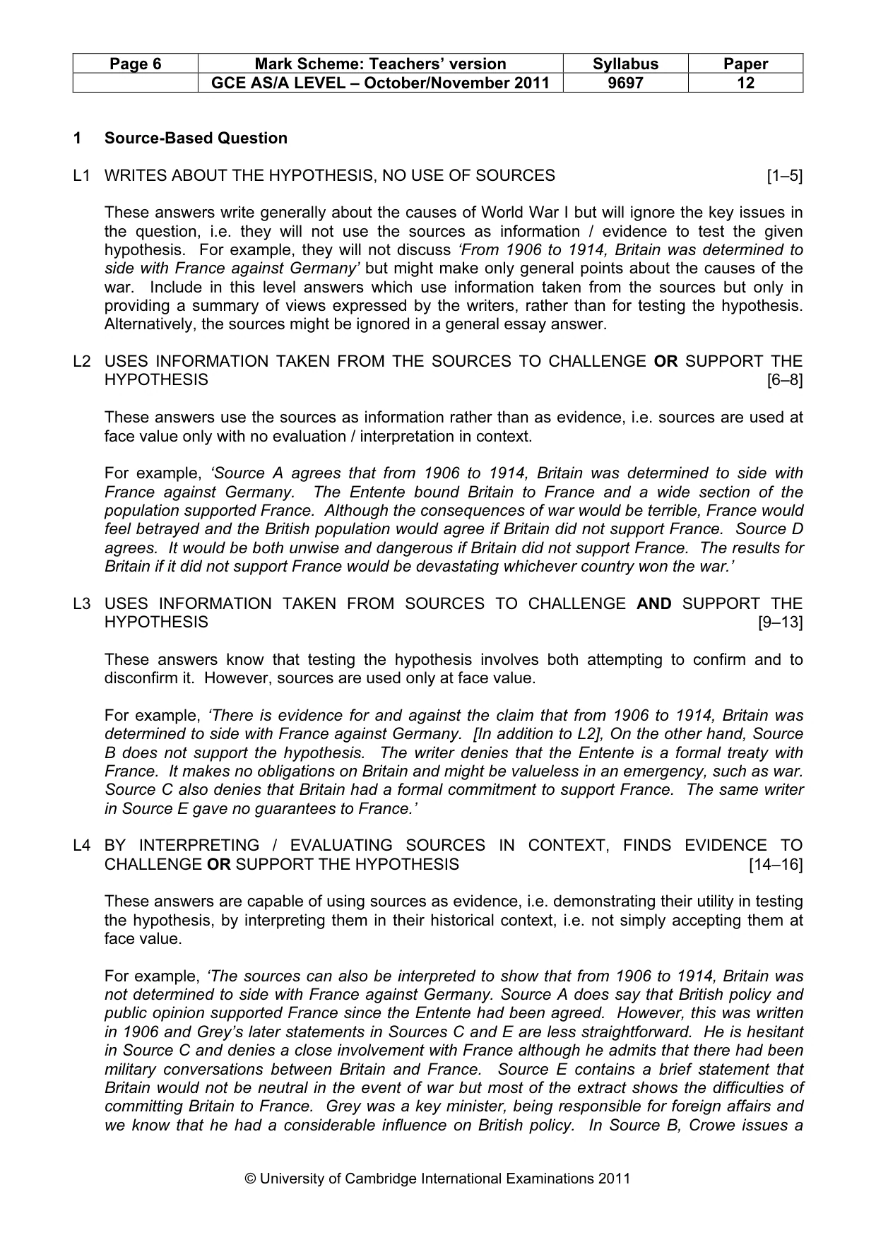 Mark scheme, page 6 of 11