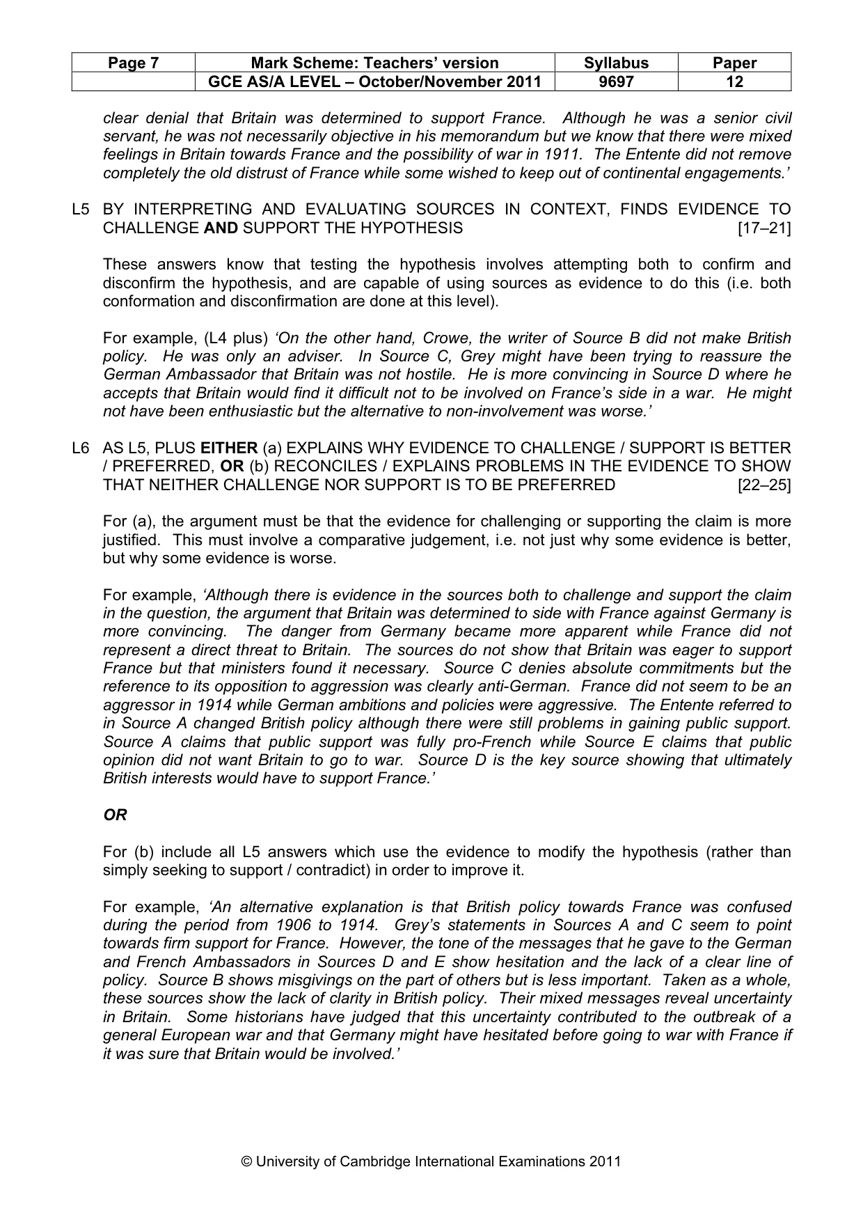 Mark scheme, page 7 of 11