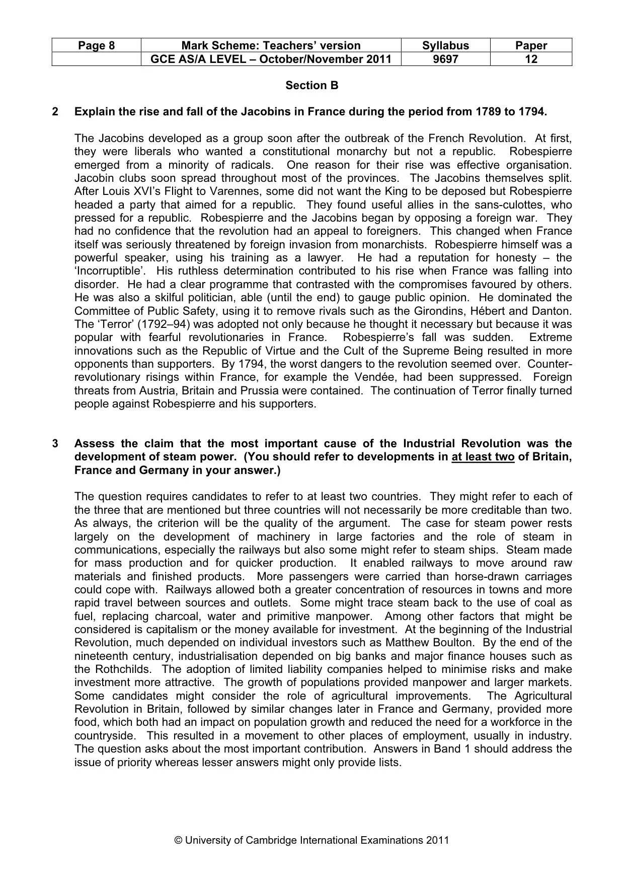Mark scheme, page 8 of 11