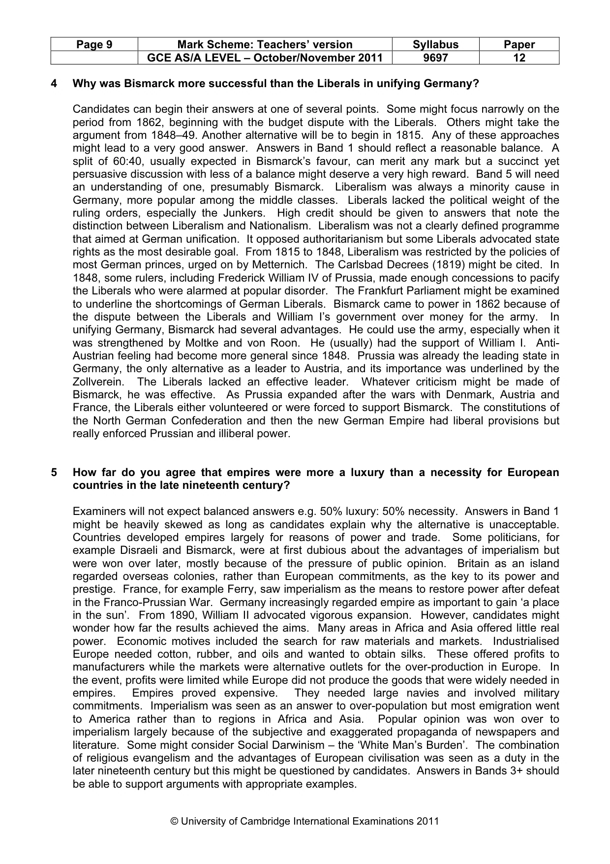 Mark scheme, page 9 of 11