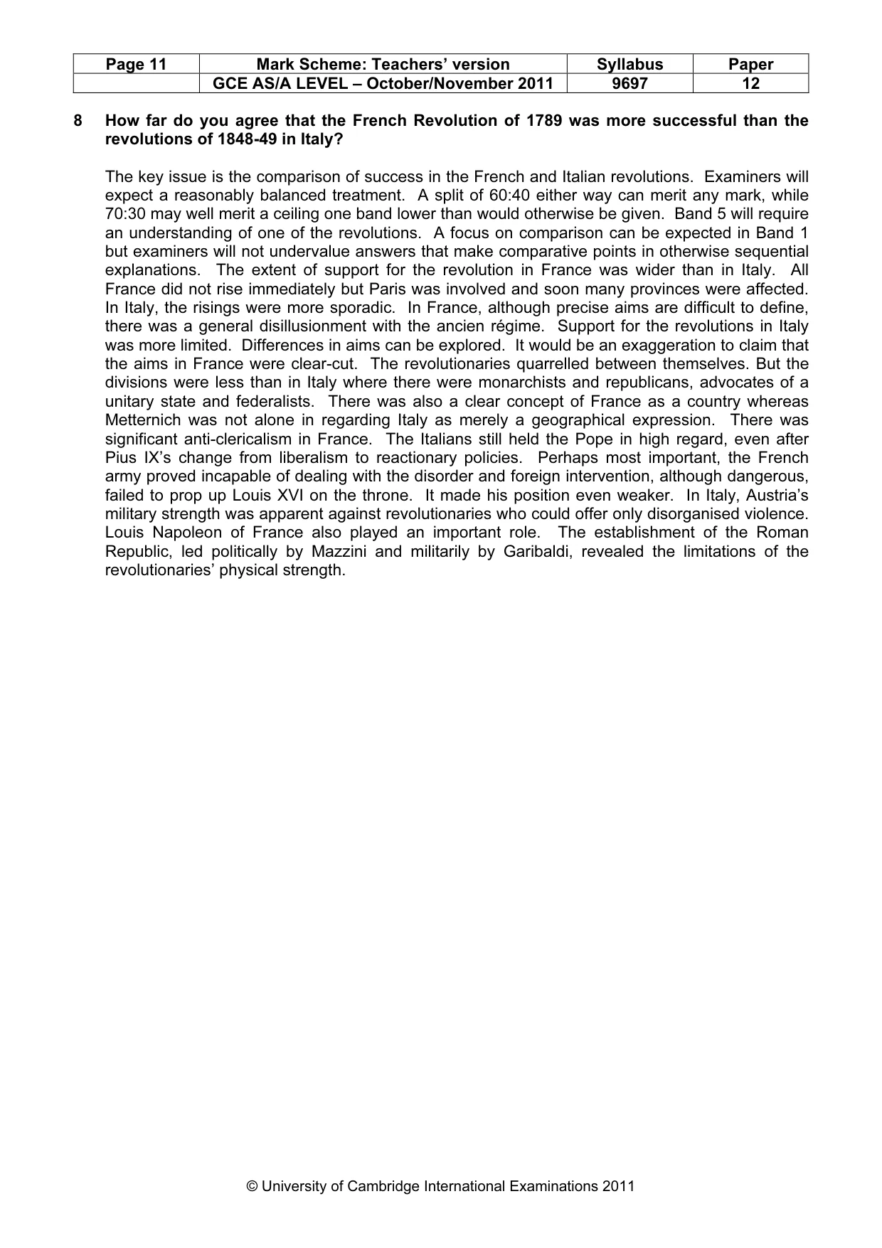 Mark scheme, page 11 of 11